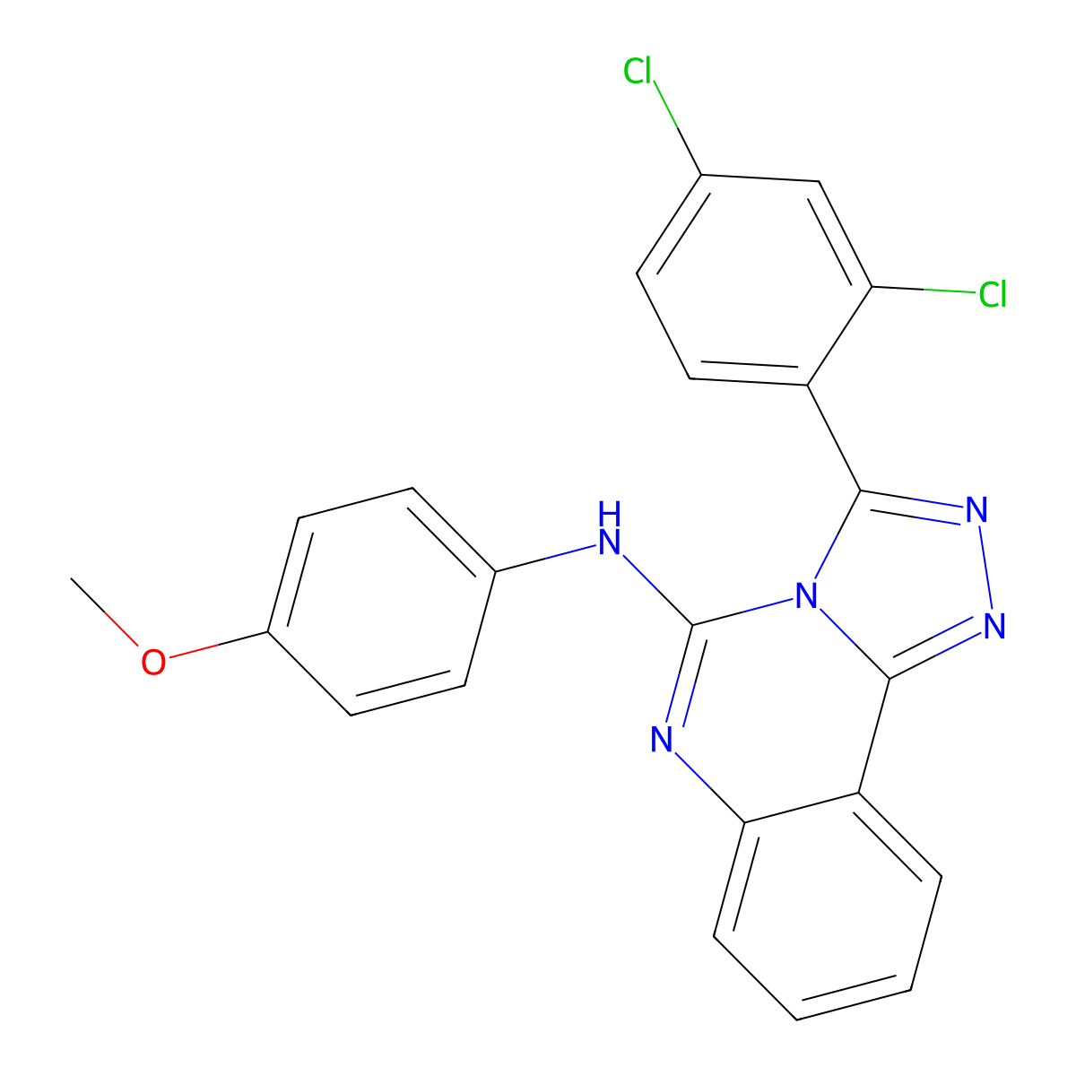 3-(2,4-dichlorophenyl)-N-(4-methoxyphenyl)-[1,2,4]triazolo[4,3-c]quinazolin-5-amine molecular structure, CAS 477853-44-4