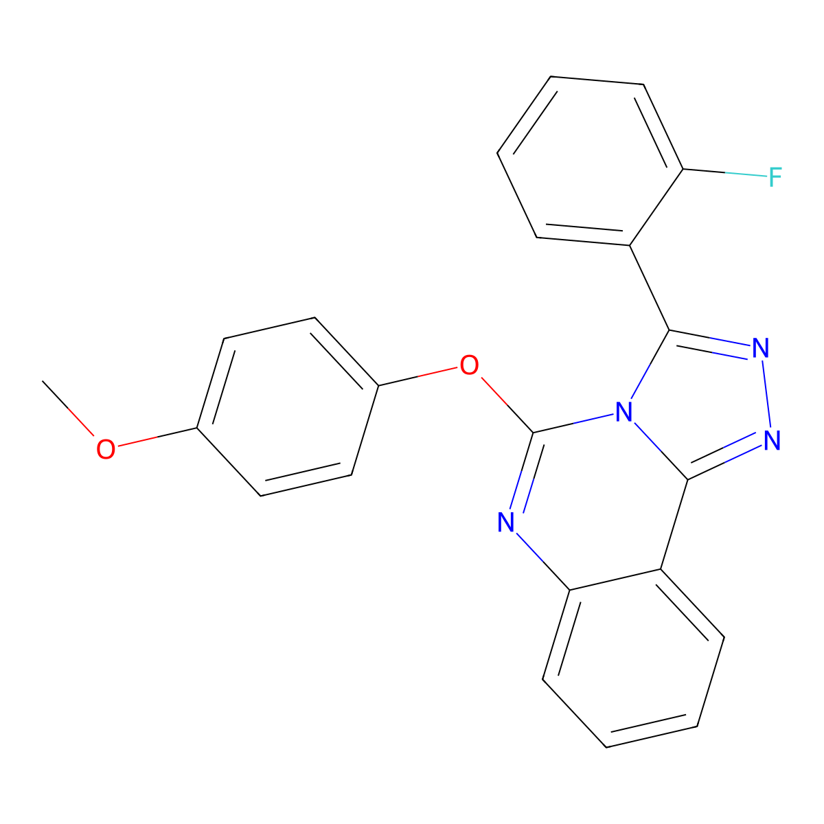 3-(2-Fluorophenyl)-5-(4-methoxyphenoxy)-[1,2,4]triazolo[4,3-c]quinazoline molecular structure, CAS 477853-45-5