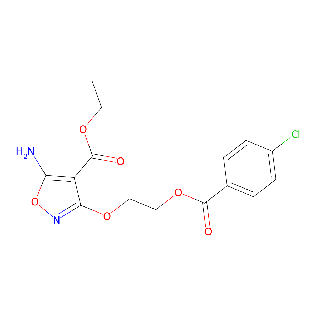 Ethyl 5-amino-3-{2-[(4-chlorobenzoyl)oxy]ethoxy}-4-isoxazolecarboxylate molecular structure, CAS 477853-67-1