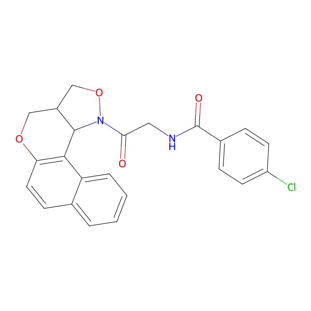 N-{2-[3a,11c-dihydro-3H-benzo[5,6]chromeno[4,3-c]isoxazol-1(4H)-yl]-2-oxoethyl}-4-chlorobenzenecarboxamide molecular structure, CAS 477853-82-0
