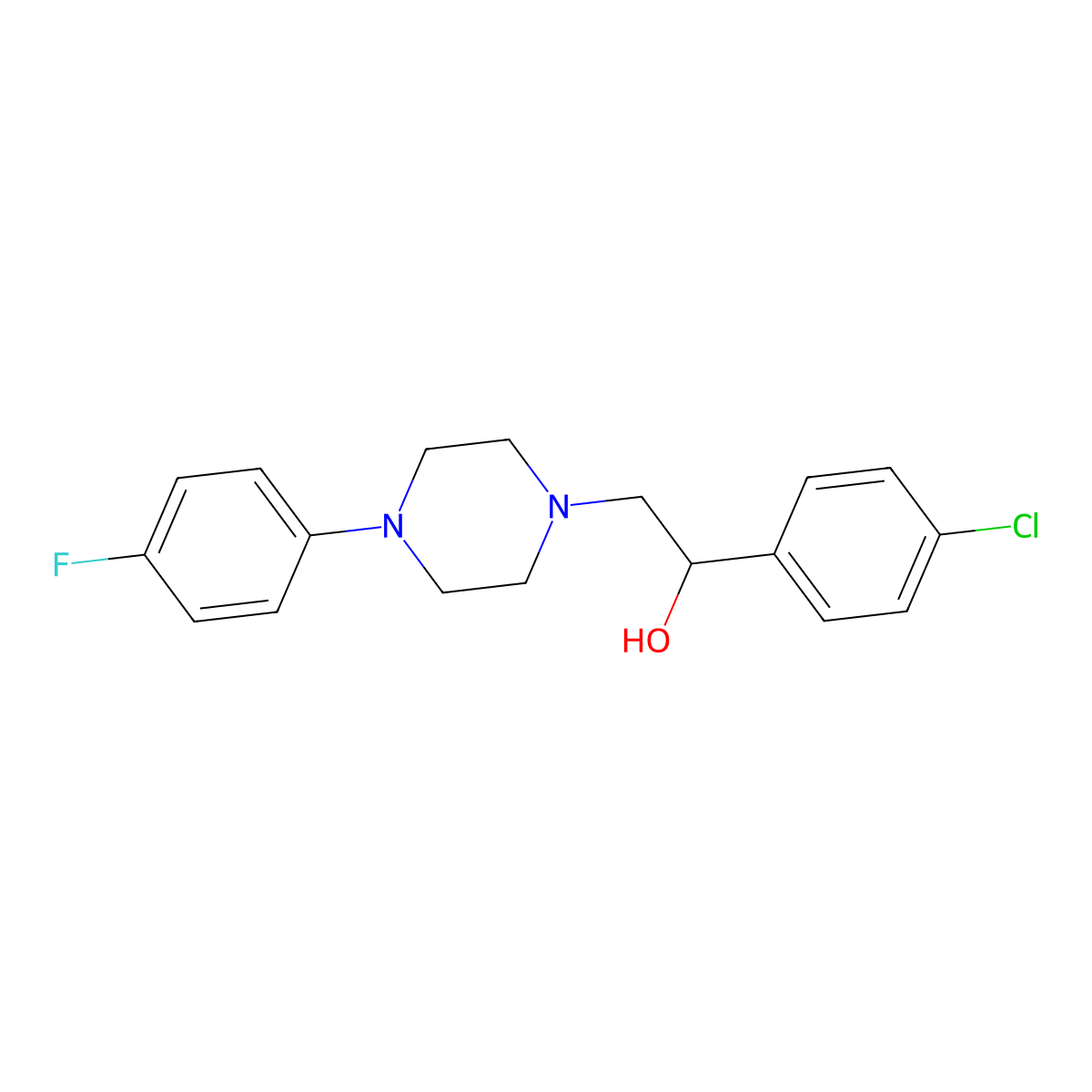 1-(4-Chlorophenyl)-2-[4-(4-fluorophenyl)piperazin-1-yl]ethanol molecular structure, CAS 477853-85-3
