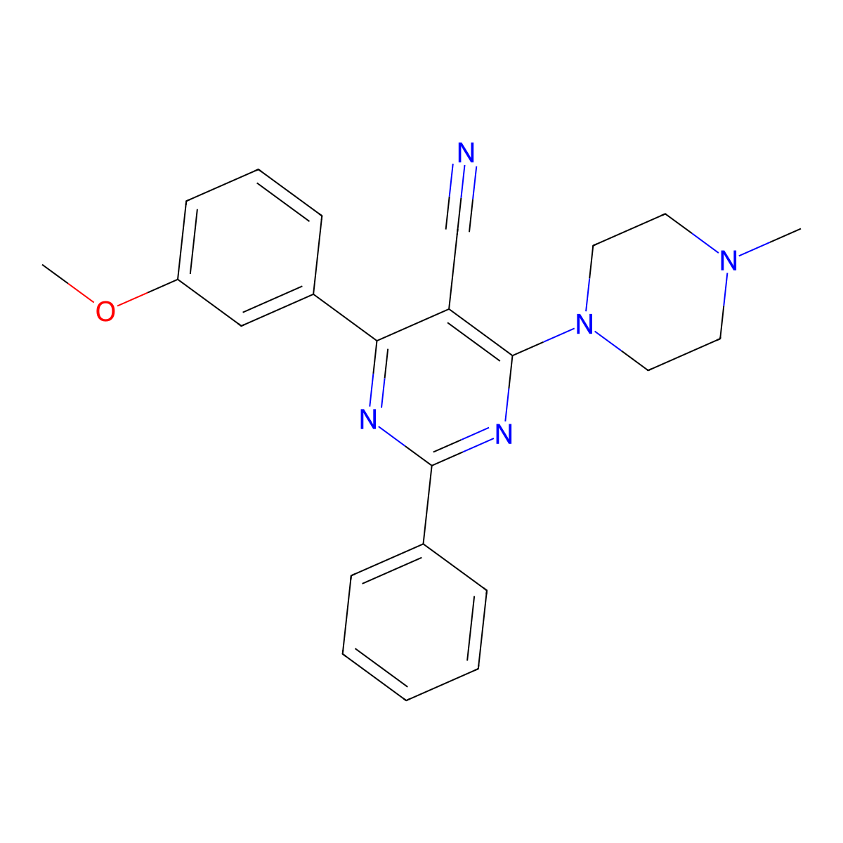 4-(3-Methoxyphenyl)-6-(4-methylpiperazino)-2-phenyl-5-pyrimidinecarbonitrile molecular structure, CAS 477853-89-7