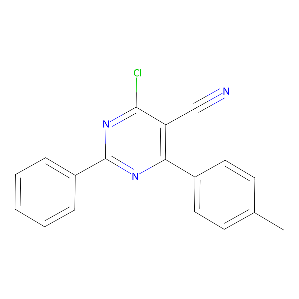 4-Chloro-6-(4-methylphenyl)-2-phenyl-5-pyrimidinecarbonitrile molecular structure, CAS 477853-91-1