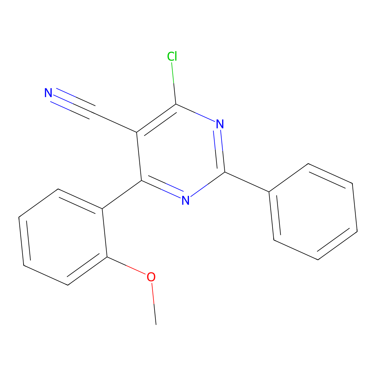 4-Chloro-6-(2-methoxyphenyl)-2-phenyl-5-pyrimidinecarbonitrile molecular structure, CAS 477853-97-7