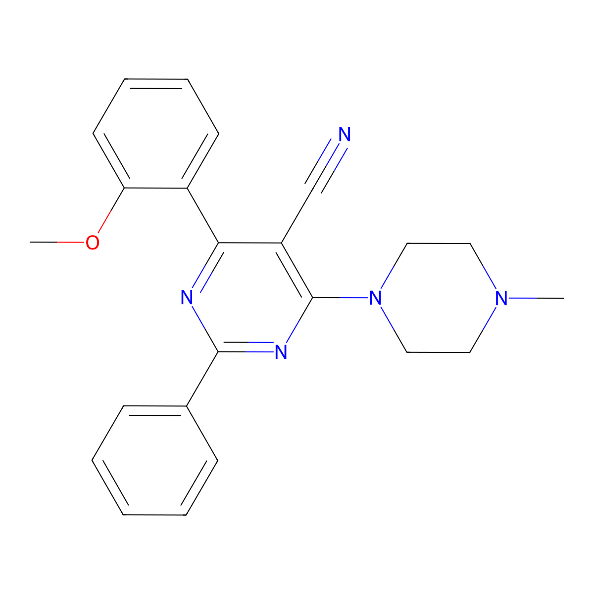 4-(2-Methoxyphenyl)-6-(4-methylpiperazino)-2-phenyl-5-pyrimidinecarbonitrile molecular structure, CAS 477853-98-8