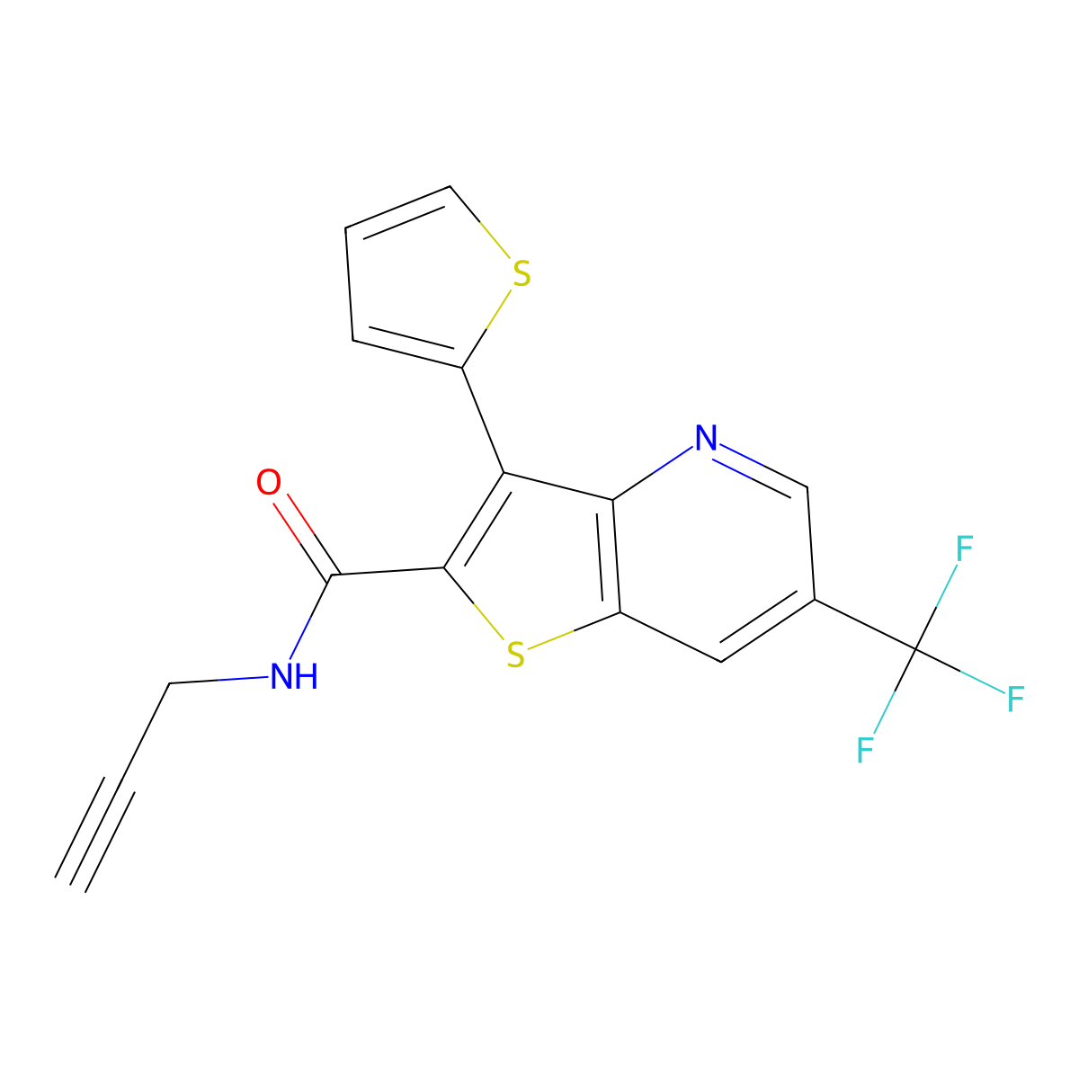 N-(2-propynyl)-3-(2-thienyl)-6-(trifluoromethyl)thieno[3,2-b]pyridine-2-carboxamide molecular structure, CAS 477854-02-7