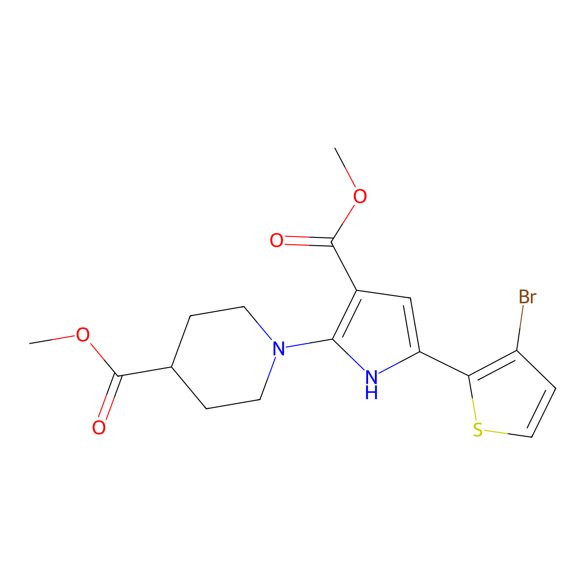 Methyl 1-[5-(3-bromothiophen-2-yl)-3-methoxycarbonyl-1H-pyrrol-2-yl]piperidine-4-carboxylate molecular structure, CAS 477854-10-7