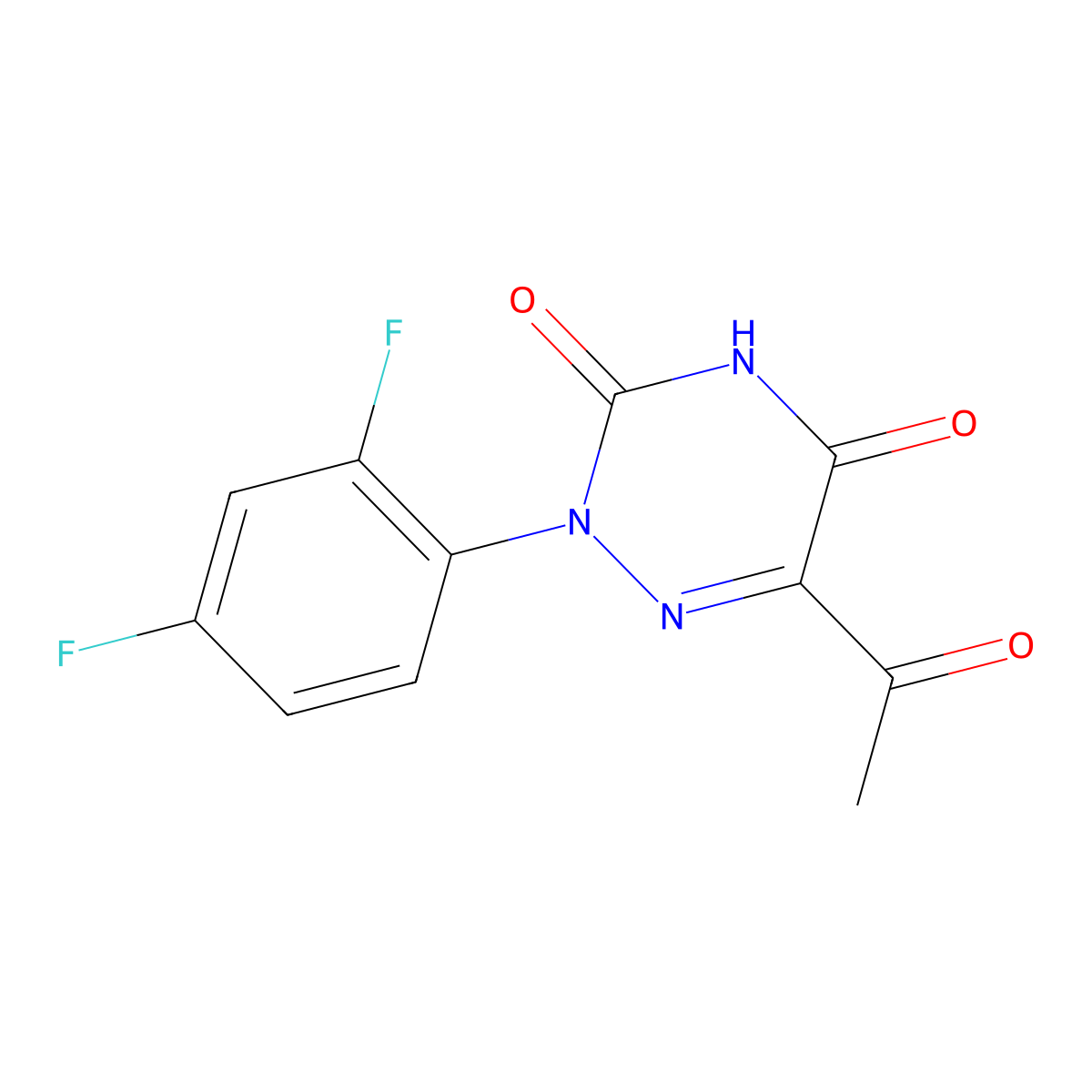 6-acetyl-2-(2,4-difluorophenyl)-1,2,4-triazine-3,5(2H,4H)-dione molecular structure, CAS 477854-19-6
