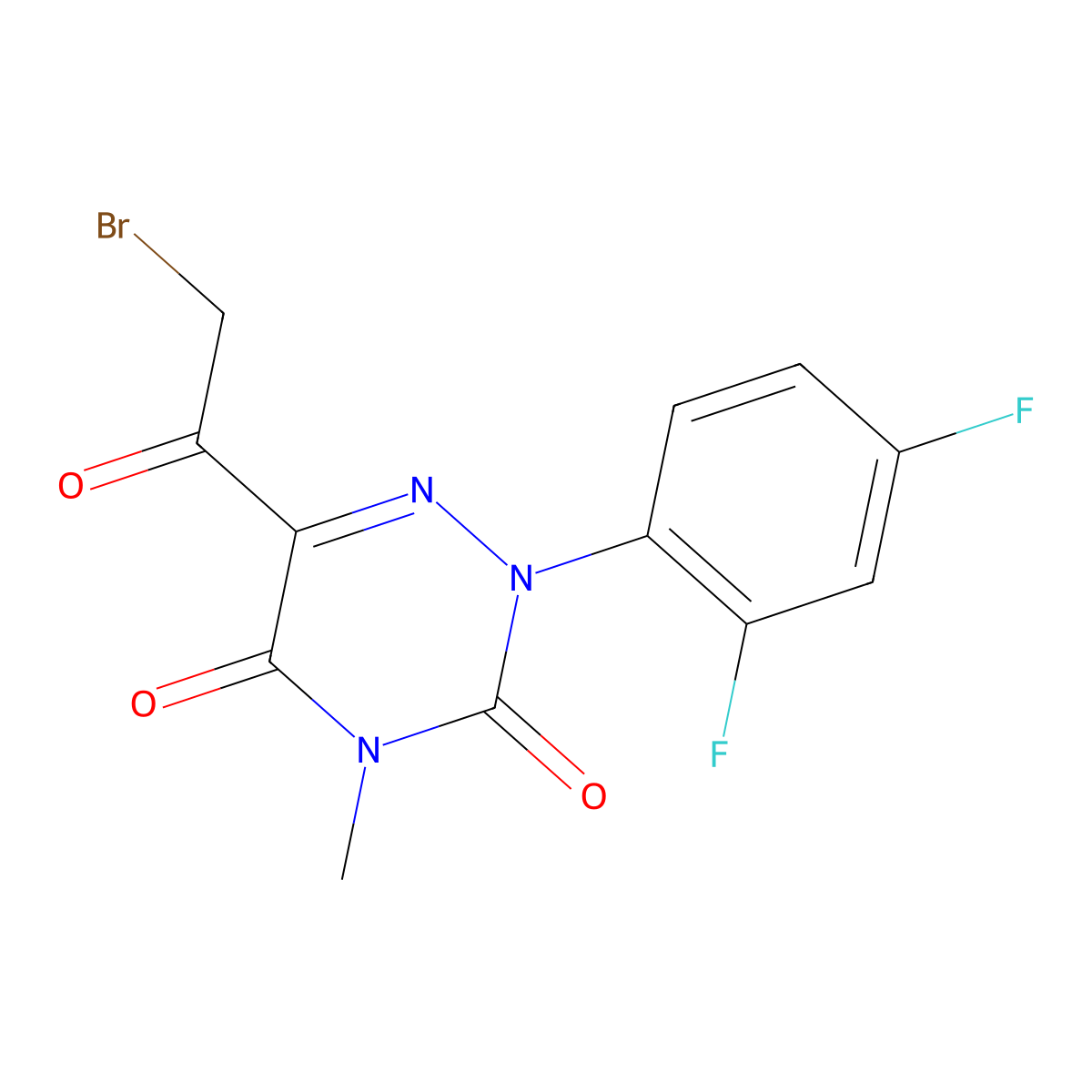 6-(2-bromoacetyl)-2-(2,4-difluorophenyl)-4-methyl-1,2,4-triazine-3,5(2H,4H)-dione molecular structure, CAS 477854-23-2