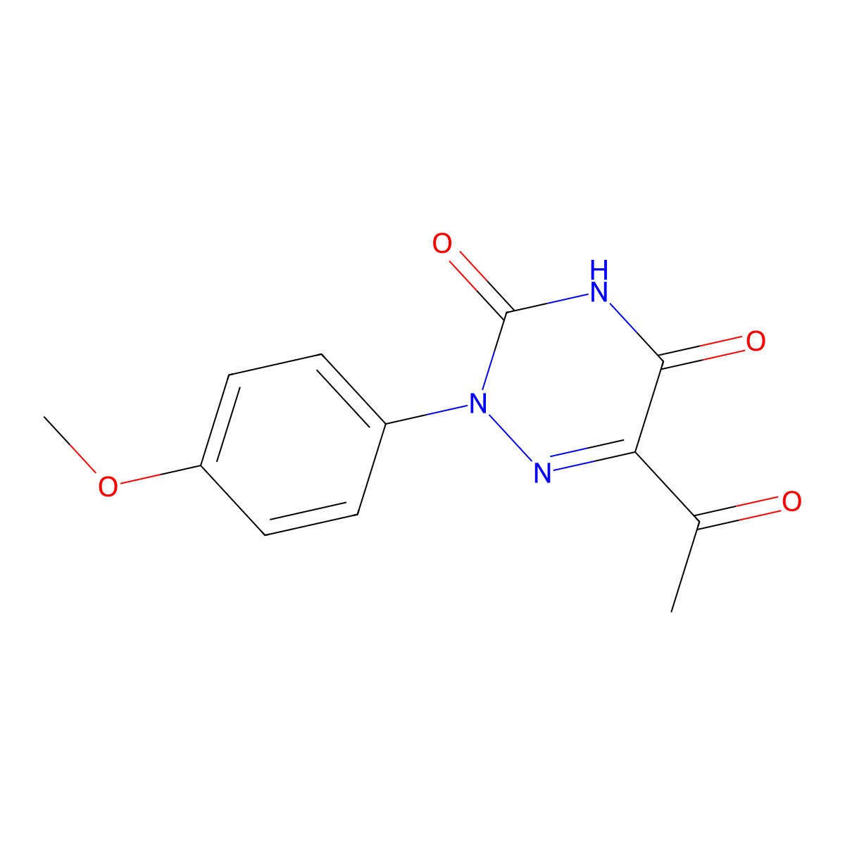 6-acetyl-2-(4-methoxyphenyl)-1,2,4-triazine-3,5(2H,4H)-dione molecular structure, CAS 477854-31-2