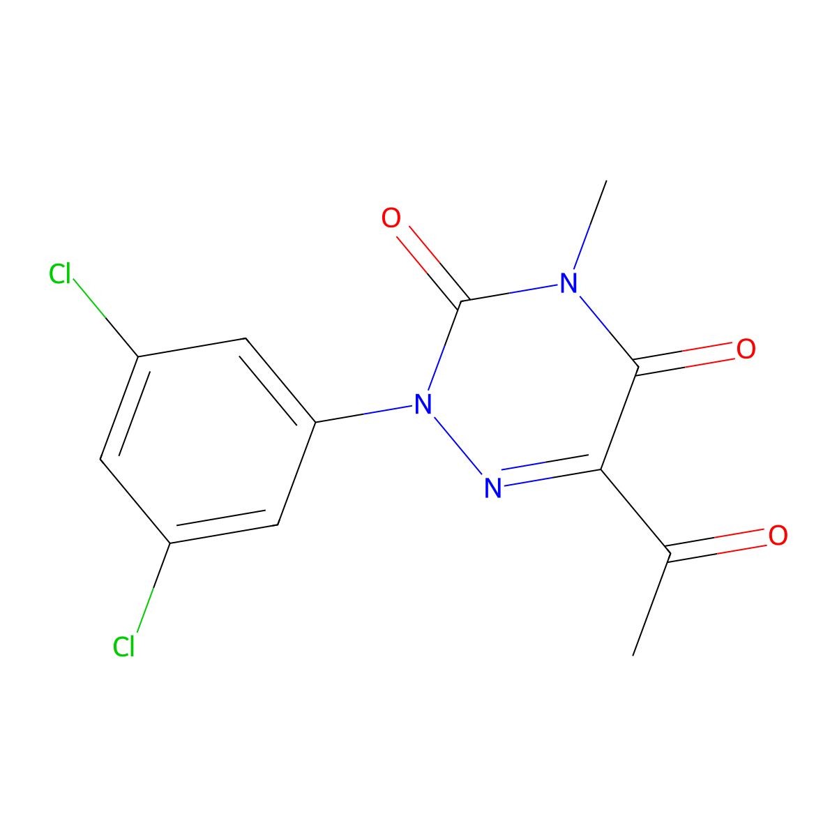 6-acetyl-2-(3,5-dichlorophenyl)-4-methyl-1,2,4-triazine-3,5(2H,4H)-dione molecular structure, CAS 477854-32-3