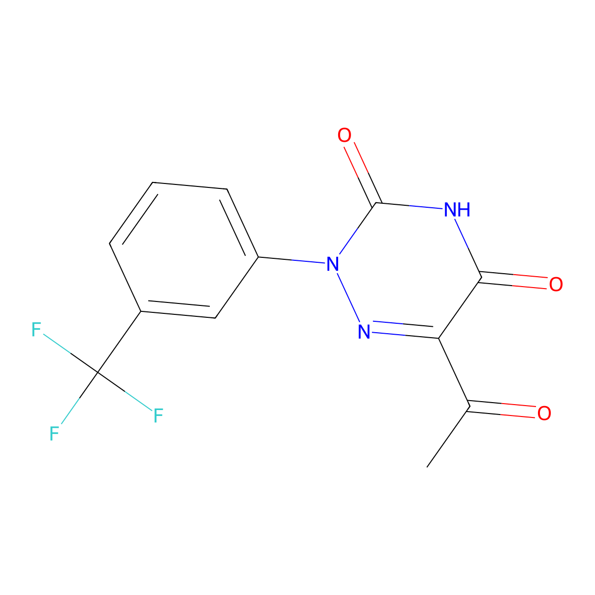 6-acetyl-2-[3-(trifluoromethyl)phenyl]-1,2,4-triazine-3,5(2H,4H)-dione molecular structure, CAS 477854-36-7