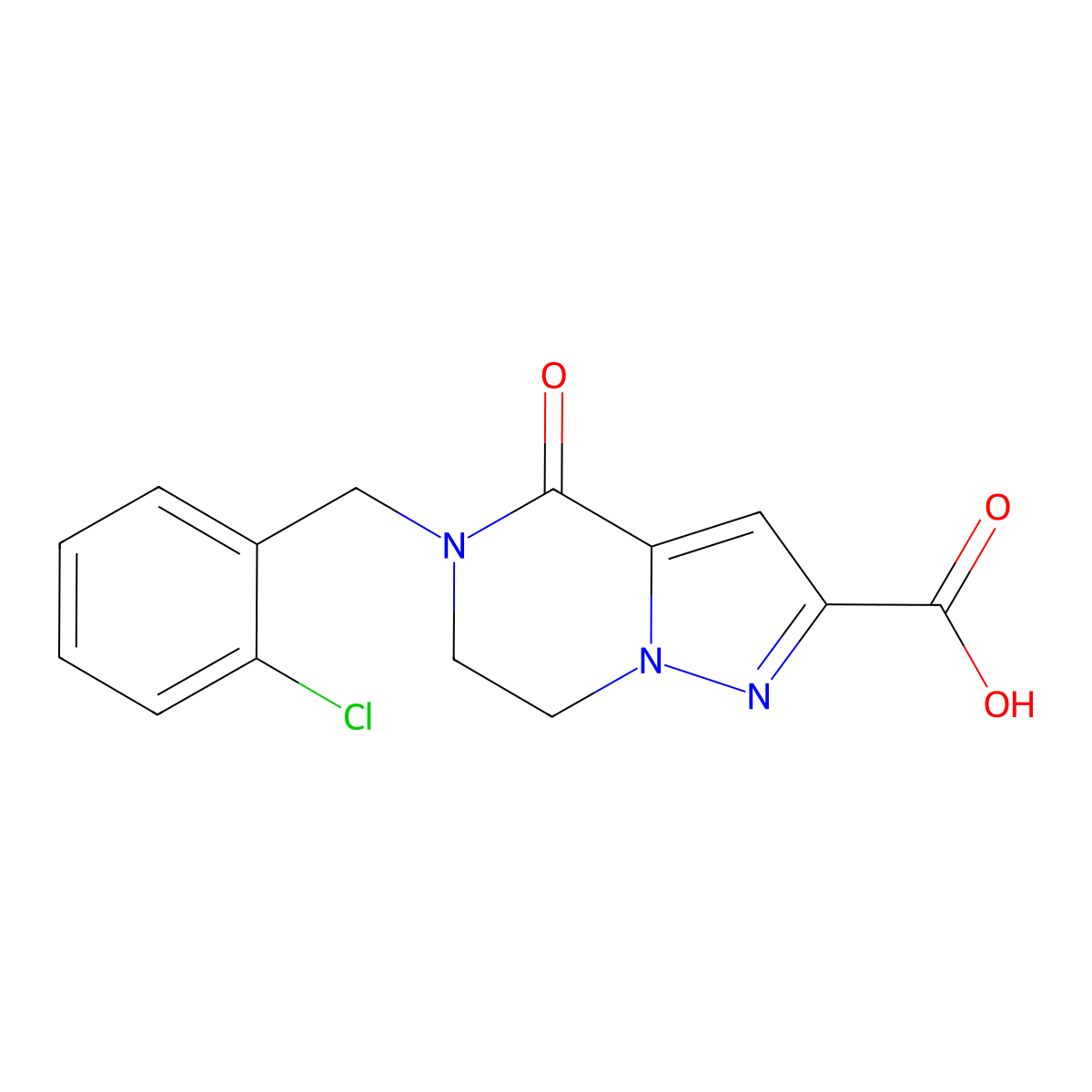 5-(2-Chlorobenzyl)-4-oxo-4,5,6,7-tetrahydropyrazolo[1,5-a]pyrazine-2-carboxylic acid molecular structure, CAS 477854-37-8