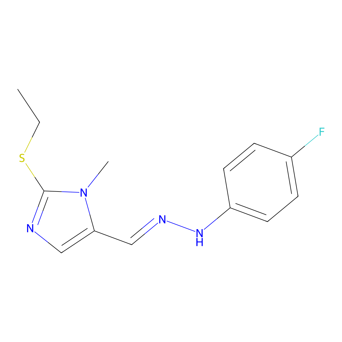 2-(ethylsulfanyl)-1-methyl-1H-imidazole-5-carbaldehyde N-(4-fluorophenyl)hydrazone molecular structure, CAS 477854-43-6