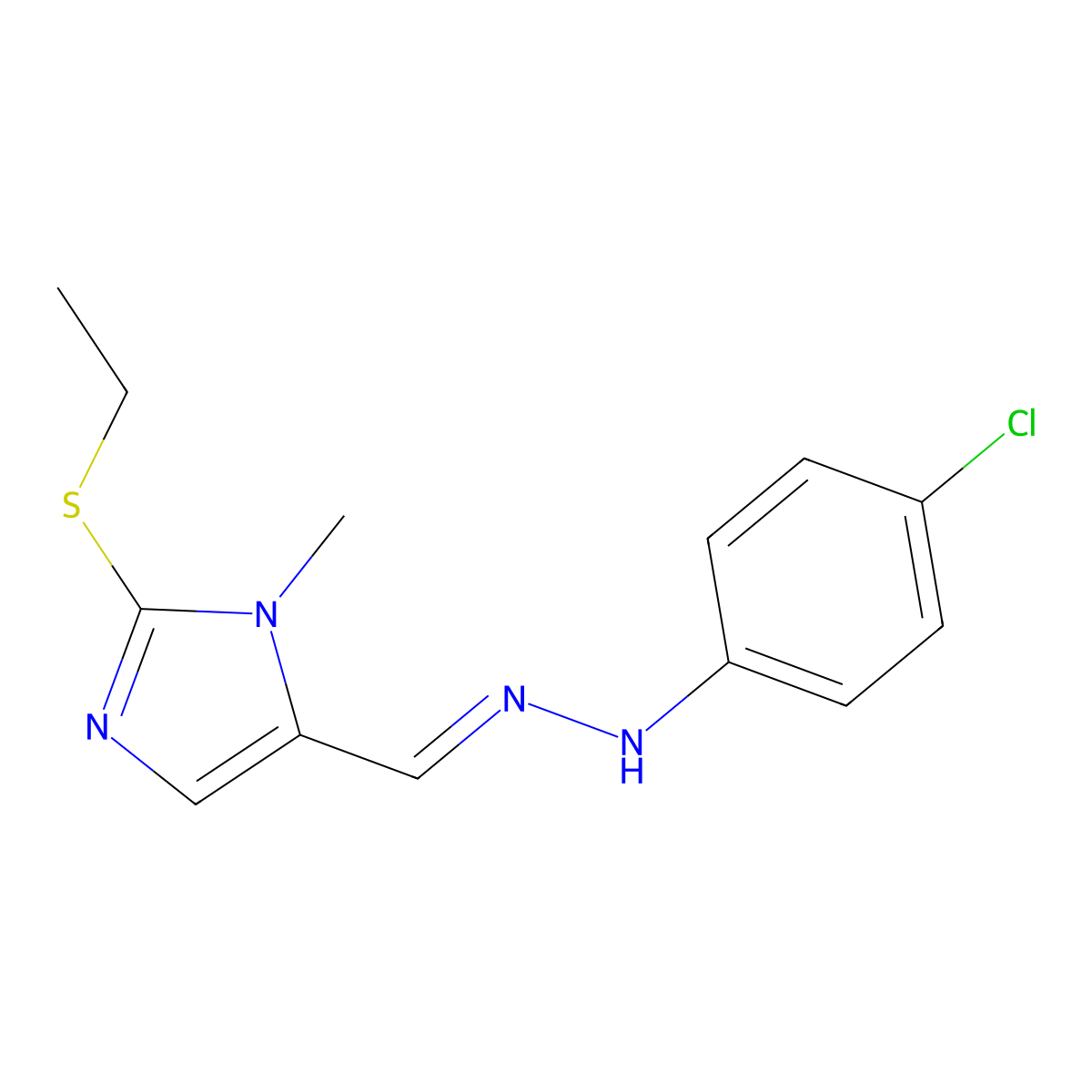 2-(ethylsulfanyl)-1-methyl-1H-imidazole-5-carbaldehyde N-(4-chlorophenyl)hydrazone molecular structure, CAS 477854-44-7