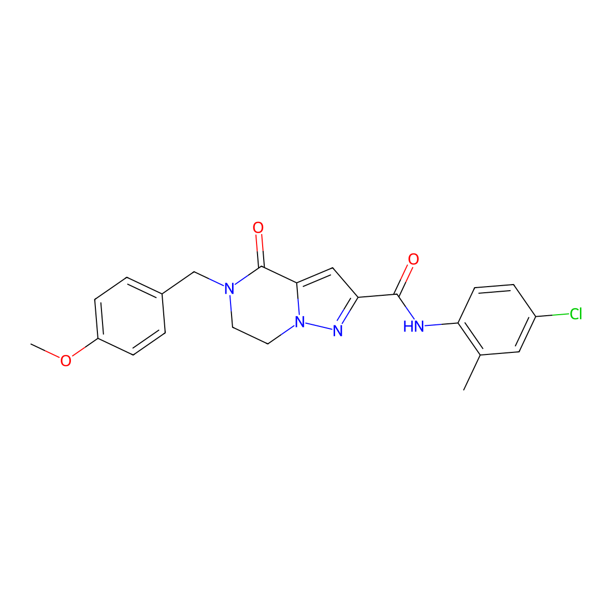 N-(4-chloro-2-methylphenyl)-5-(4-methoxybenzyl)-4-oxo-4,5,6,7-tetrahydropyrazolo[1,5-a]pyrazine-2-carboxamide molecular structure, CAS 477854-46-9
