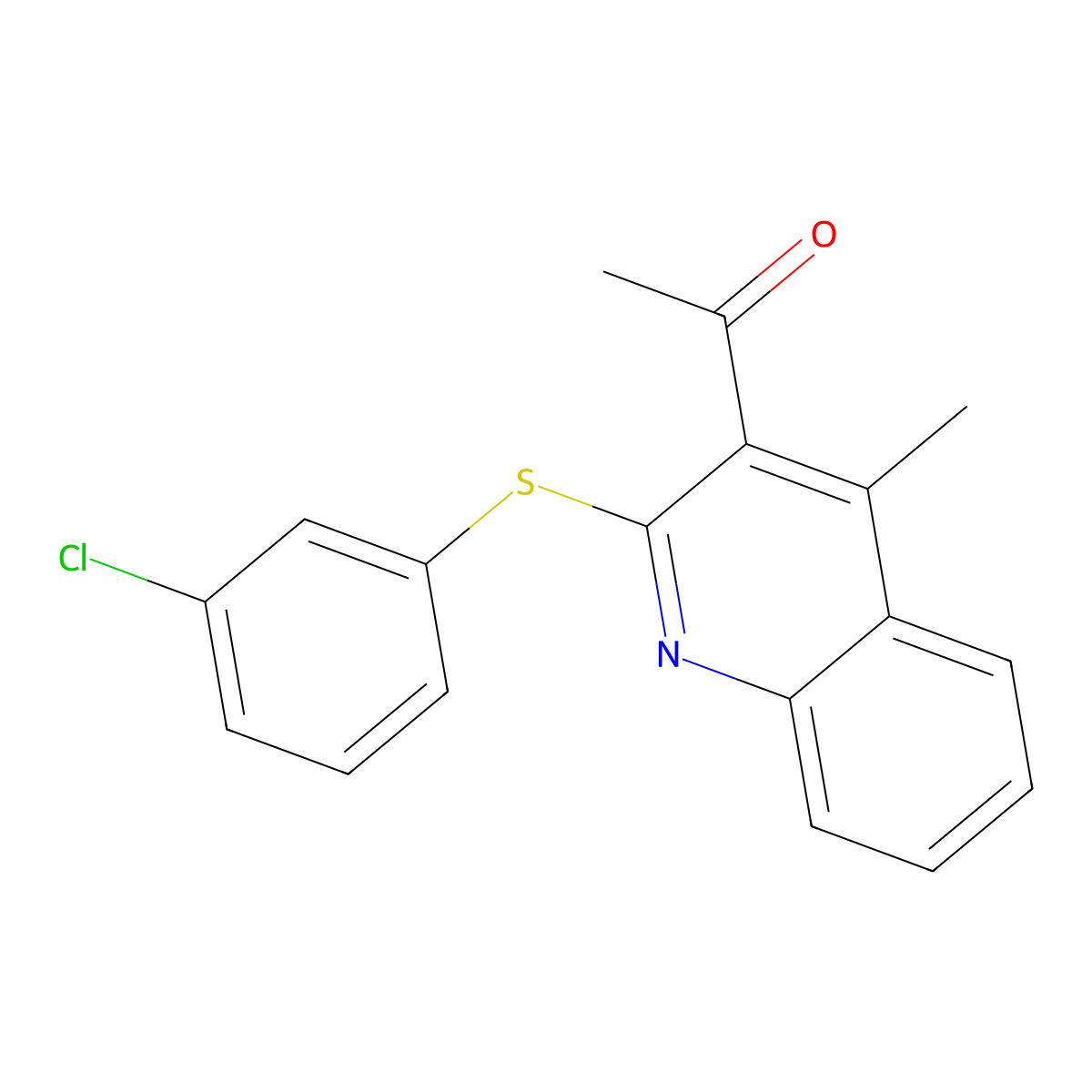 1-{2-[(3-Chlorophenyl)sulfanyl]-4-methyl-3-quinolinyl}-1-ethanone molecular structure, CAS 477854-47-0