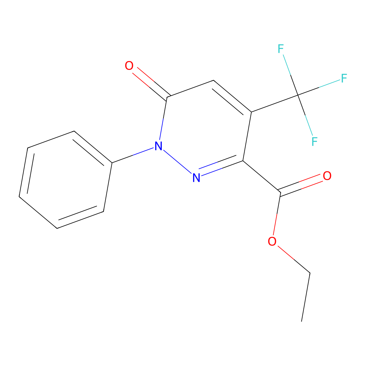 Ethyl 6-oxo-1-phenyl-4-(trifluoromethyl)-1,6-dihydro-3-pyridazinecarboxylate molecular structure, CAS 477854-72-1
