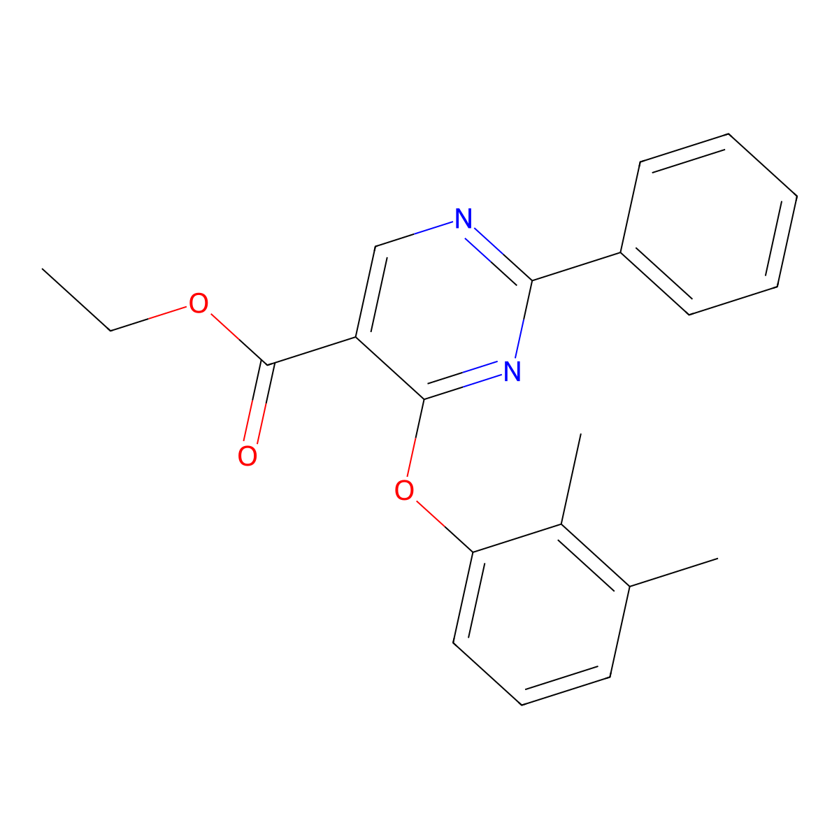 Ethyl 4-(2,3-dimethylphenoxy)-2-phenyl-5-pyrimidinecarboxylate molecular structure, CAS 477854-79-8