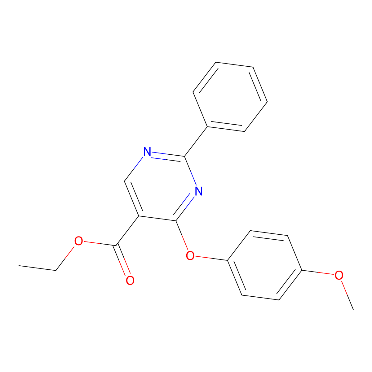 Ethyl 4-(4-methoxyphenoxy)-2-phenyl-5-pyrimidinecarboxylate molecular structure, CAS 477854-83-4