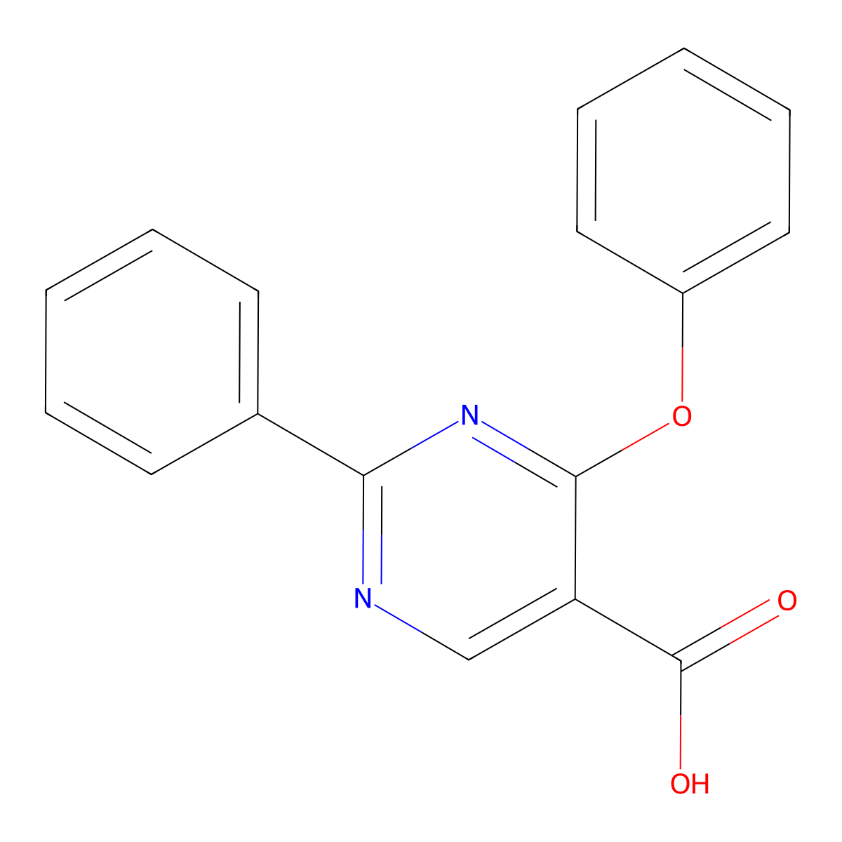 4-Phenoxy-2-phenylpyrimidine-5-carboxylic acid molecular structure, CAS 477854-85-6