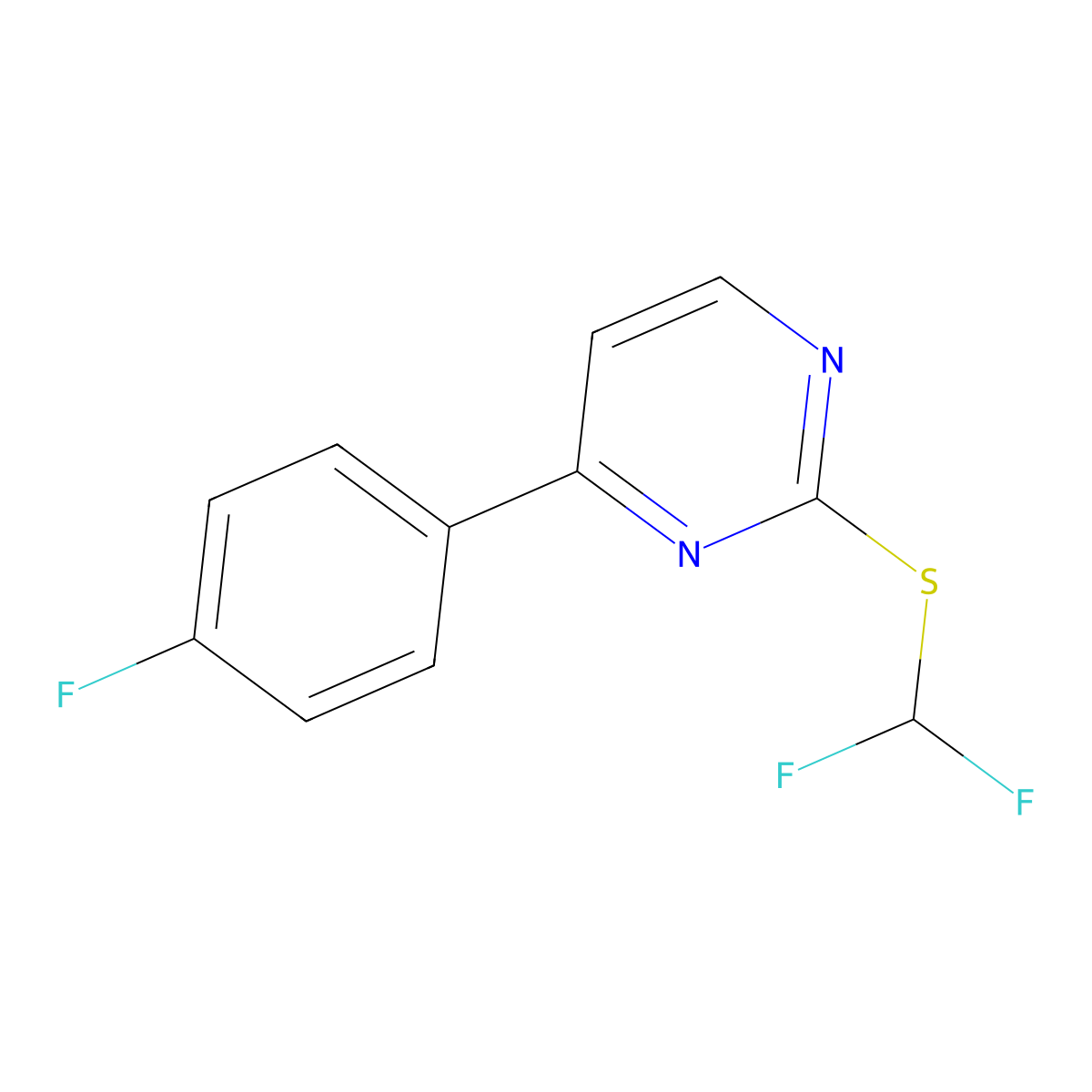 Difluoromethyl 4-(4-fluorophenyl)-2-pyrimidinyl sulfide molecular structure, CAS 477854-93-6