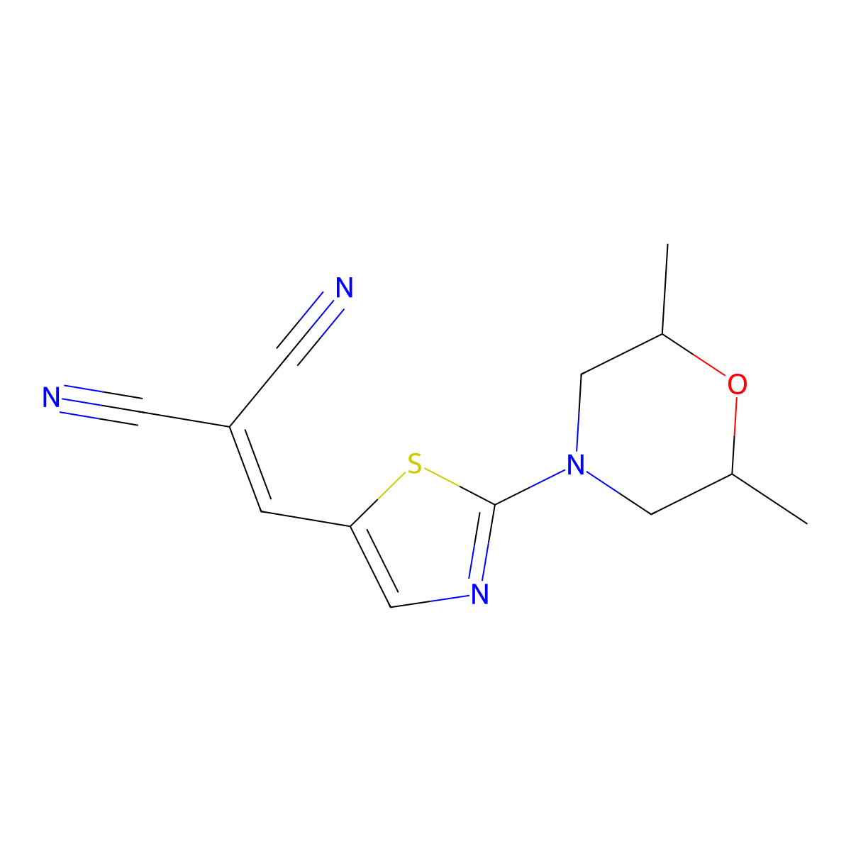 2-{[2-(2,6-Dimethylmorpholino)-1,3-thiazol-5-yl]methylene}malononitrile molecular structure, CAS 477855-03-1