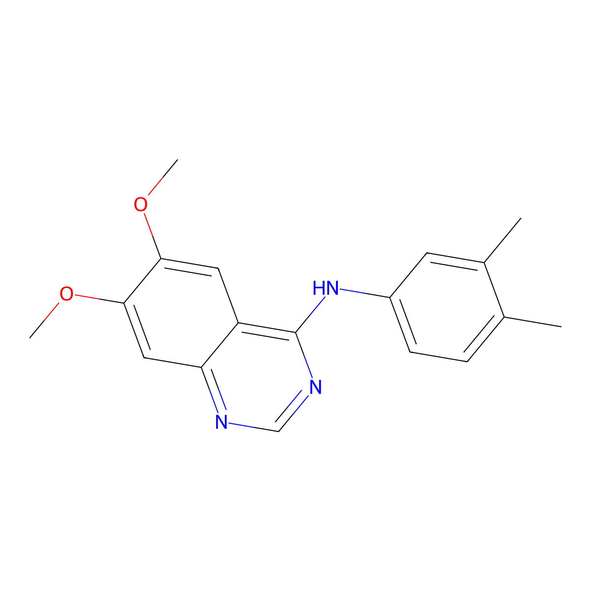 N-(3,4-dimethylphenyl)-6,7-dimethoxyquinazolin-4-amine molecular structure, CAS 477855-07-5