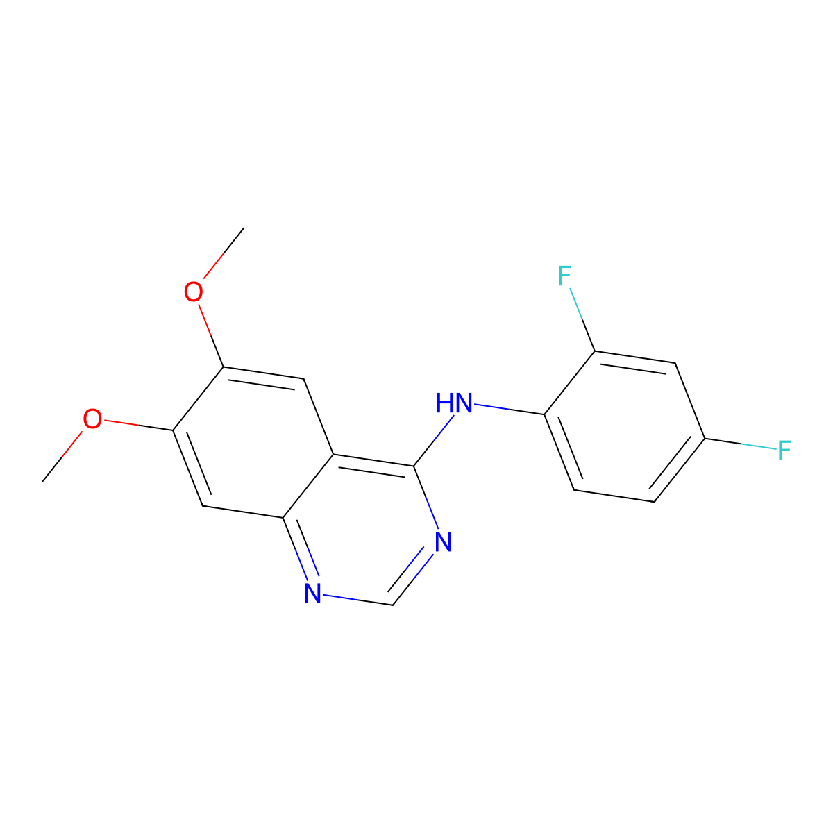 N-(2,4-difluorophenyl)-6,7-dimethoxyquinazolin-4-amine molecular structure, CAS 477855-08-6