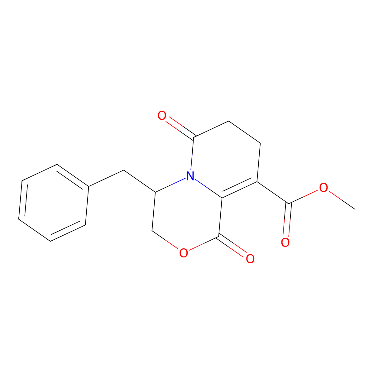 Methyl 4-benzyl-1,6-dioxo-1,3,4,6,7,8-hexahydropyrido[2,1-c][1,4]oxazine-9-carboxylate molecular structure, CAS 477855-09-7