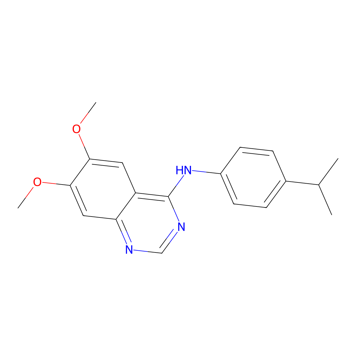 N-(4-isopropylphenyl)-6,7-dimethoxy-4-quinazolinamine molecular structure, CAS 477855-13-3