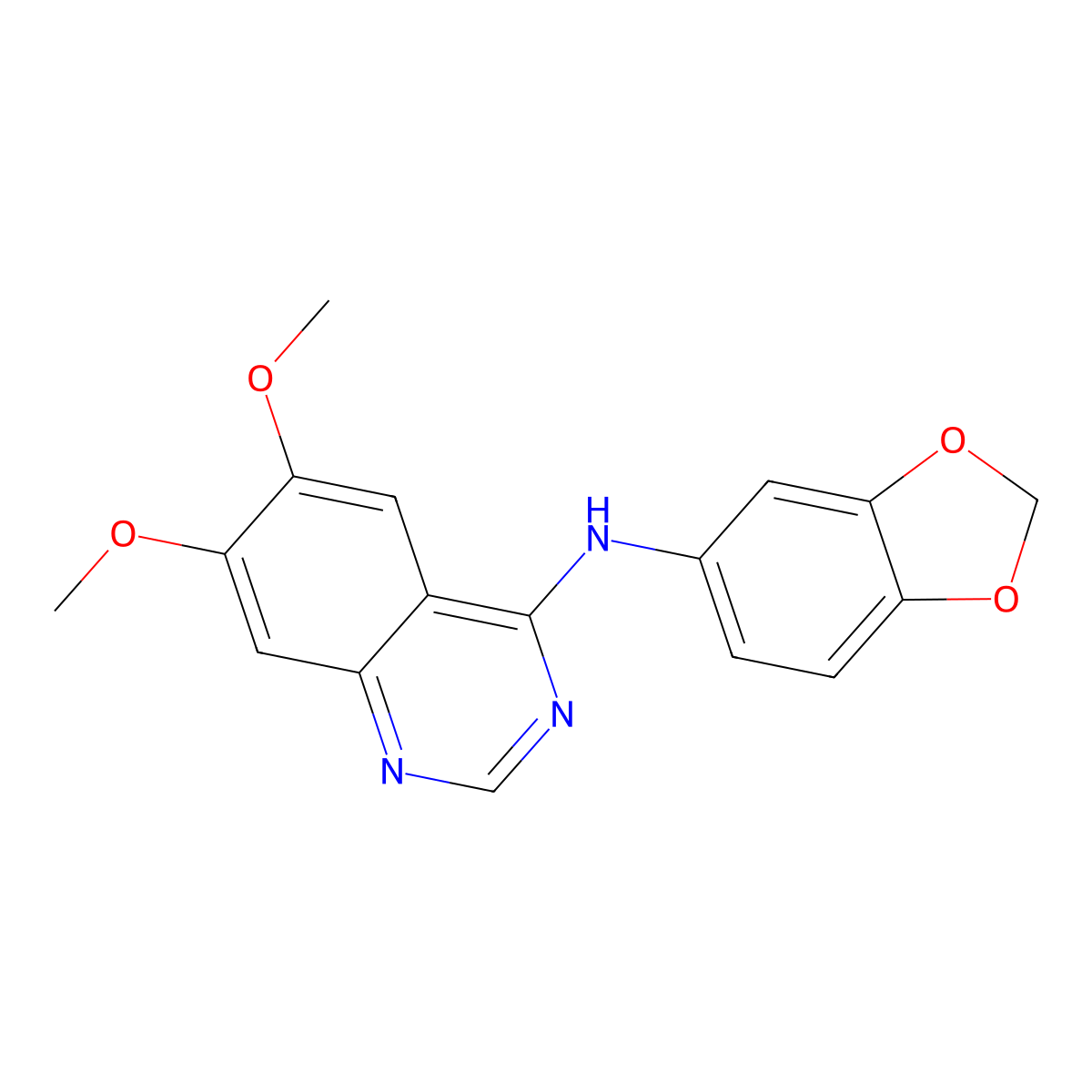 N-(1,3-benzodioxol-5-yl)-6,7-dimethoxy-4-quinazolinamine molecular structure, CAS 477855-14-4