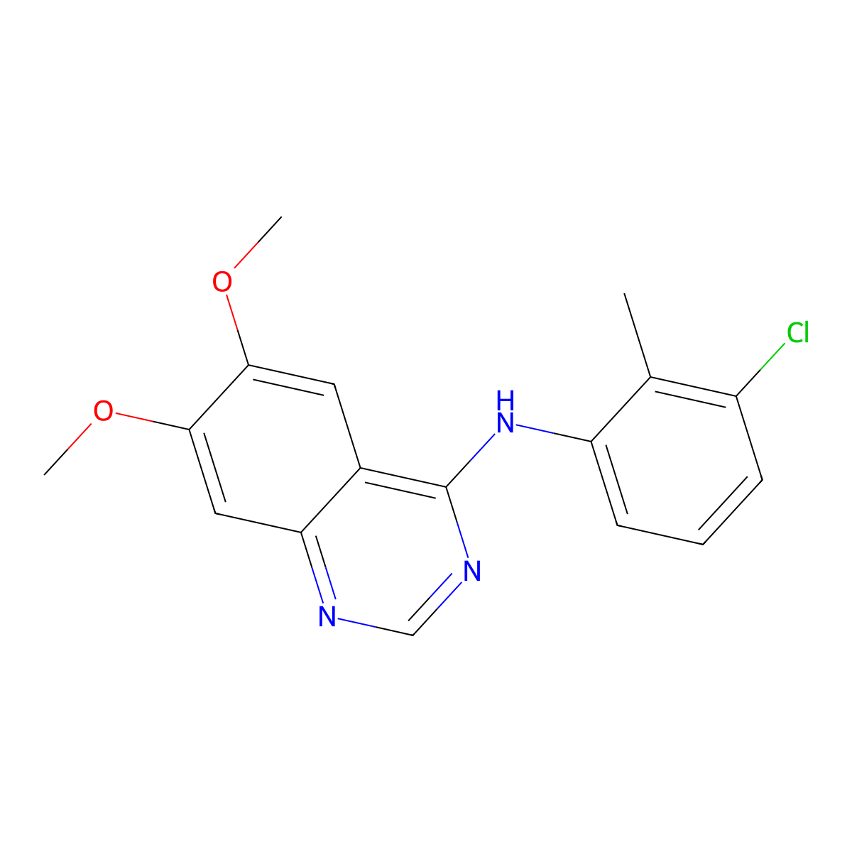 N-(3-chloro-2-methylphenyl)-6,7-dimethoxyquinazolin-4-amine molecular structure, CAS 477855-15-5