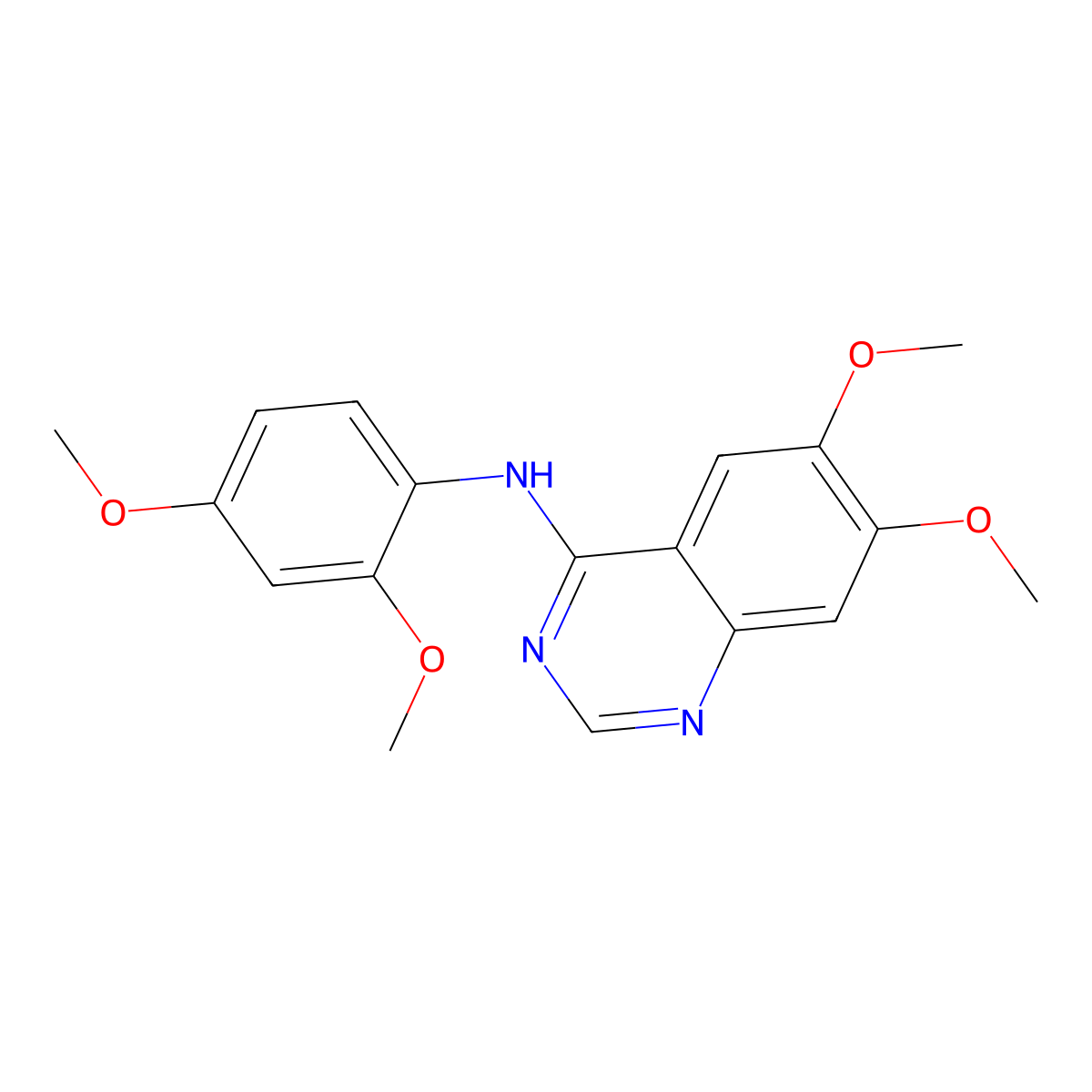 N-(2,4-dimethoxyphenyl)-6,7-dimethoxyquinazolin-4-amine molecular structure, CAS 477855-17-7