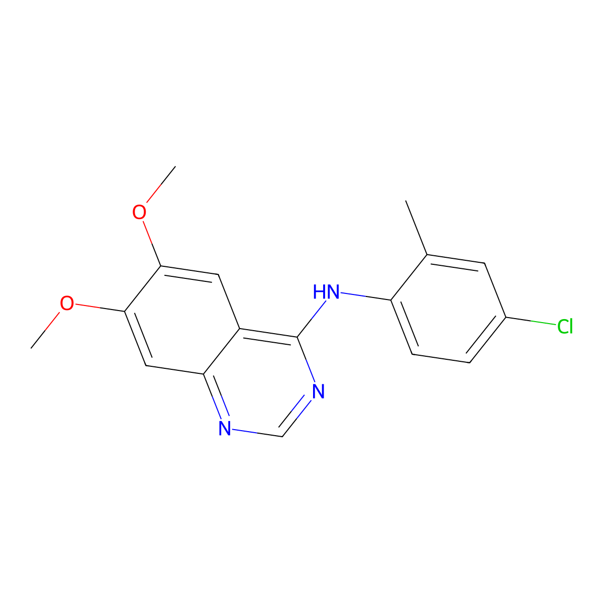 N-(4-chloro-2-methylphenyl)-6,7-dimethoxyquinazolin-4-amine molecular structure, CAS 477855-18-8