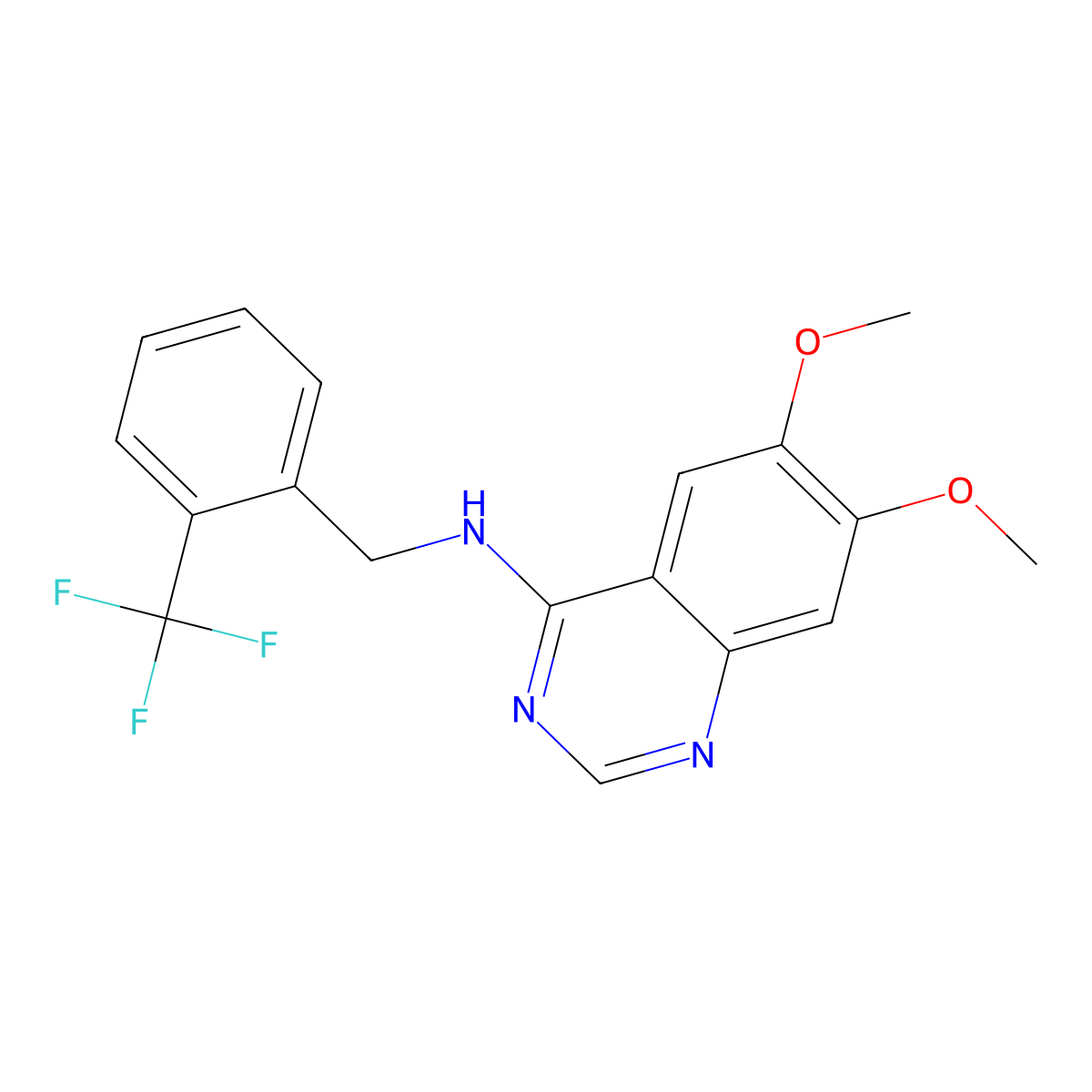6,7-dimethoxy-N-[2-(trifluoromethyl)benzyl]-4-quinazolinamine molecular structure, CAS 477855-26-8