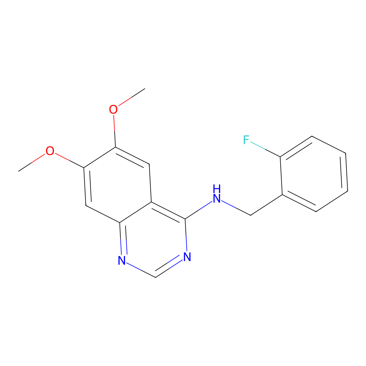 N-[(2-fluorophenyl)methyl]-6,7-dimethoxyquinazolin-4-amine molecular structure, CAS 477855-27-9
