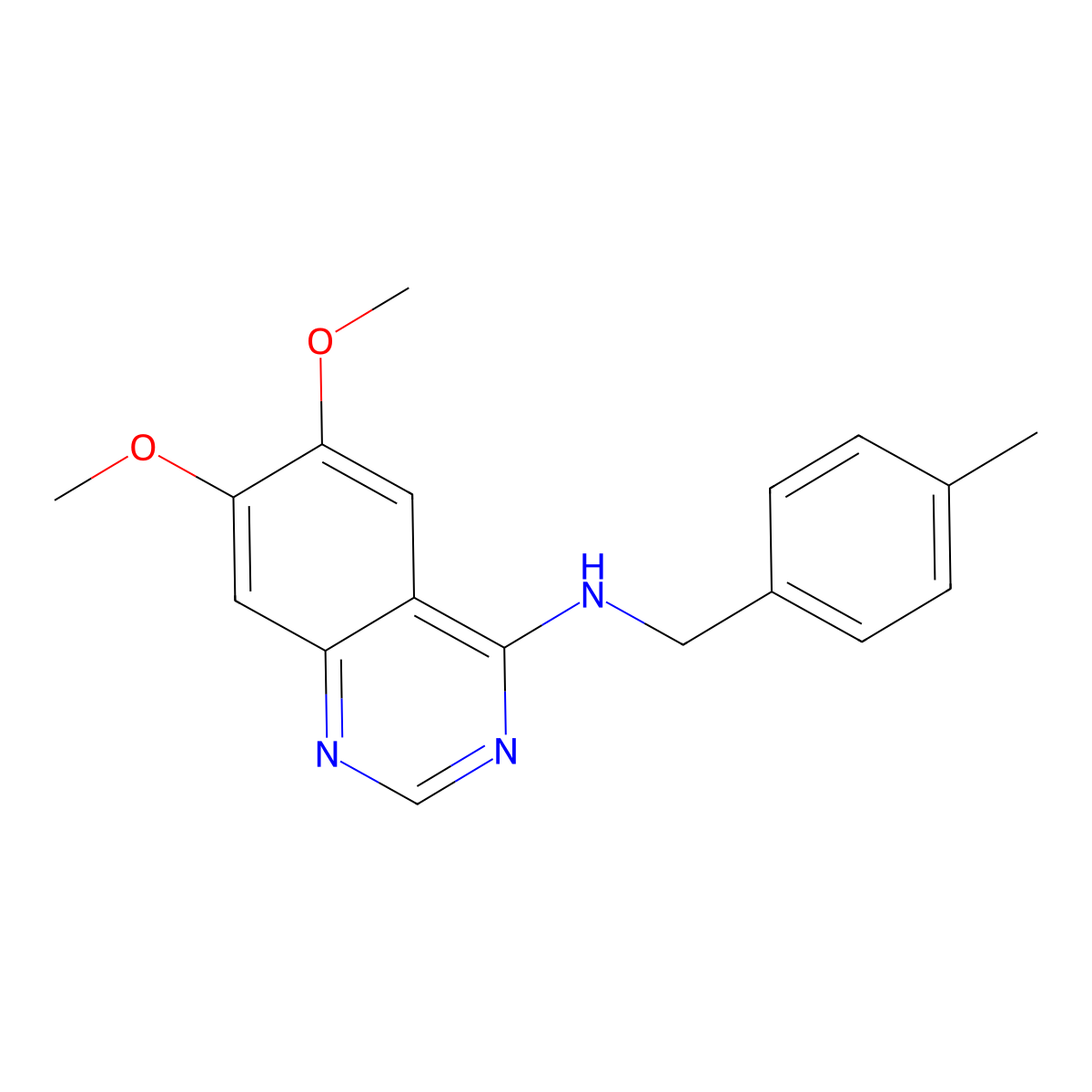 6,7-dimethoxy-N-[(4-methylphenyl)methyl]quinazolin-4-amine molecular structure, CAS 477855-29-1