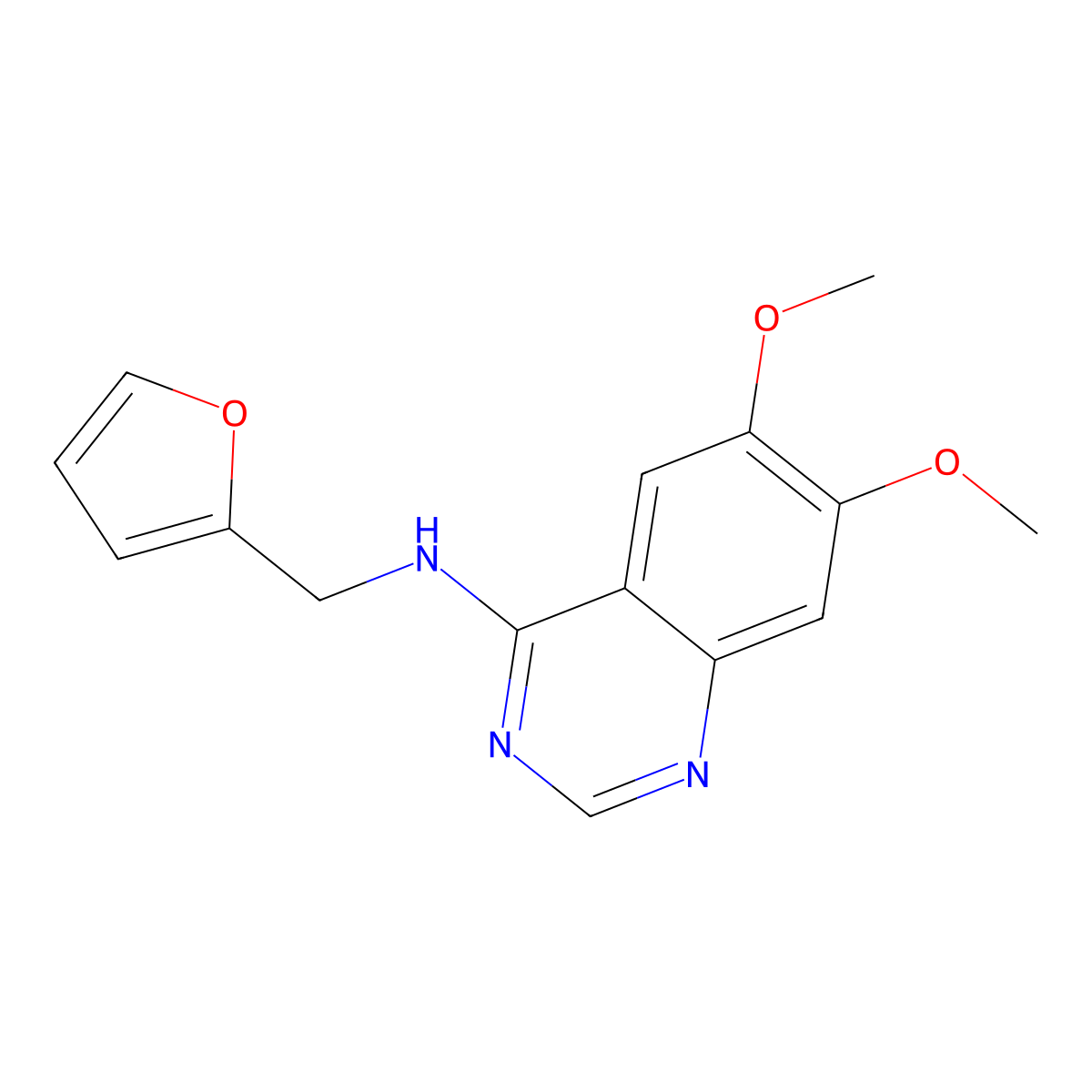 N-(furan-2-ylmethyl)-6,7-dimethoxyquinazolin-4-amine molecular structure, CAS 477855-30-4