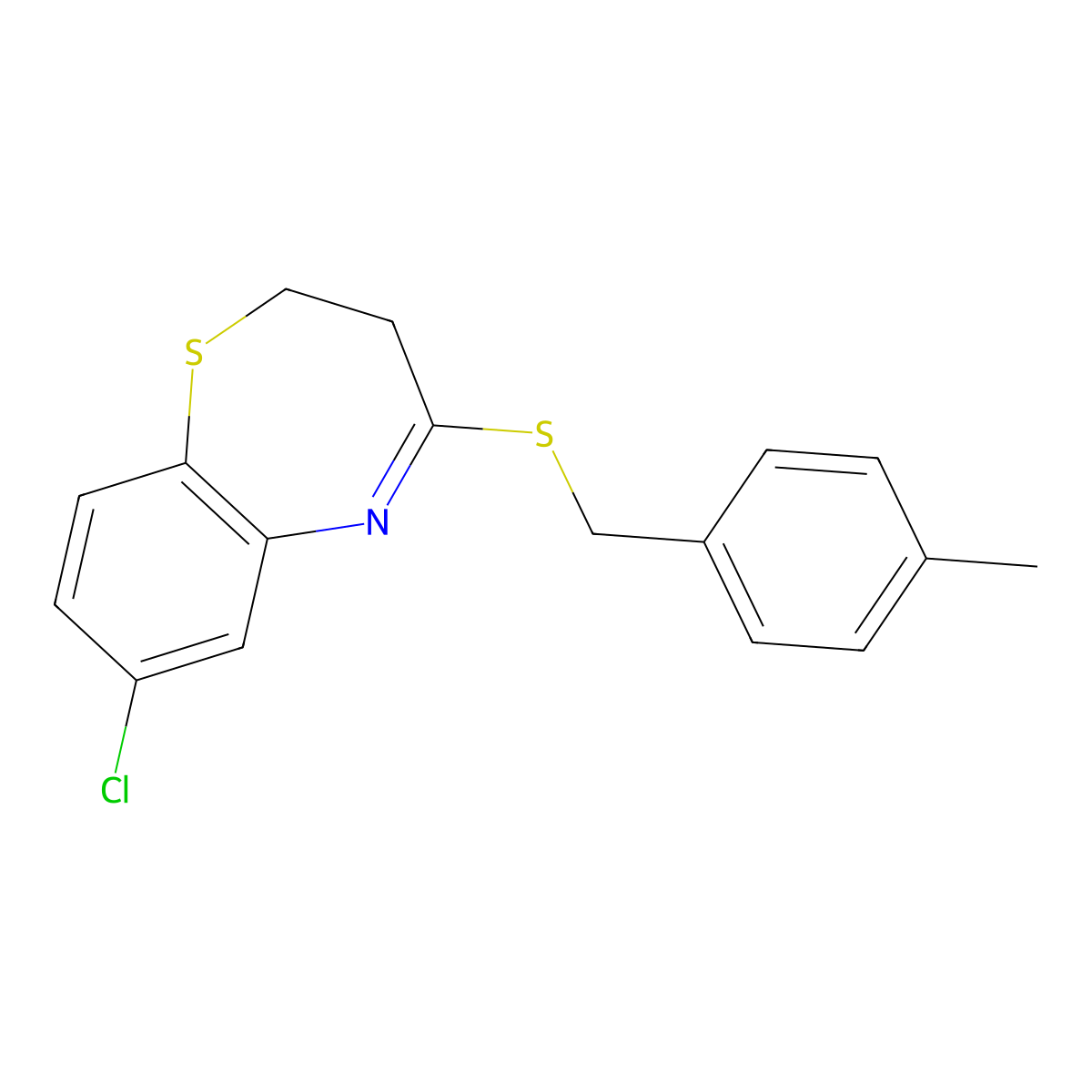 7-Chloro-4-[(4-methylbenzyl)sulfanyl]-2,3-dihydro-1,5-benzothiazepine molecular structure, CAS 477855-38-2