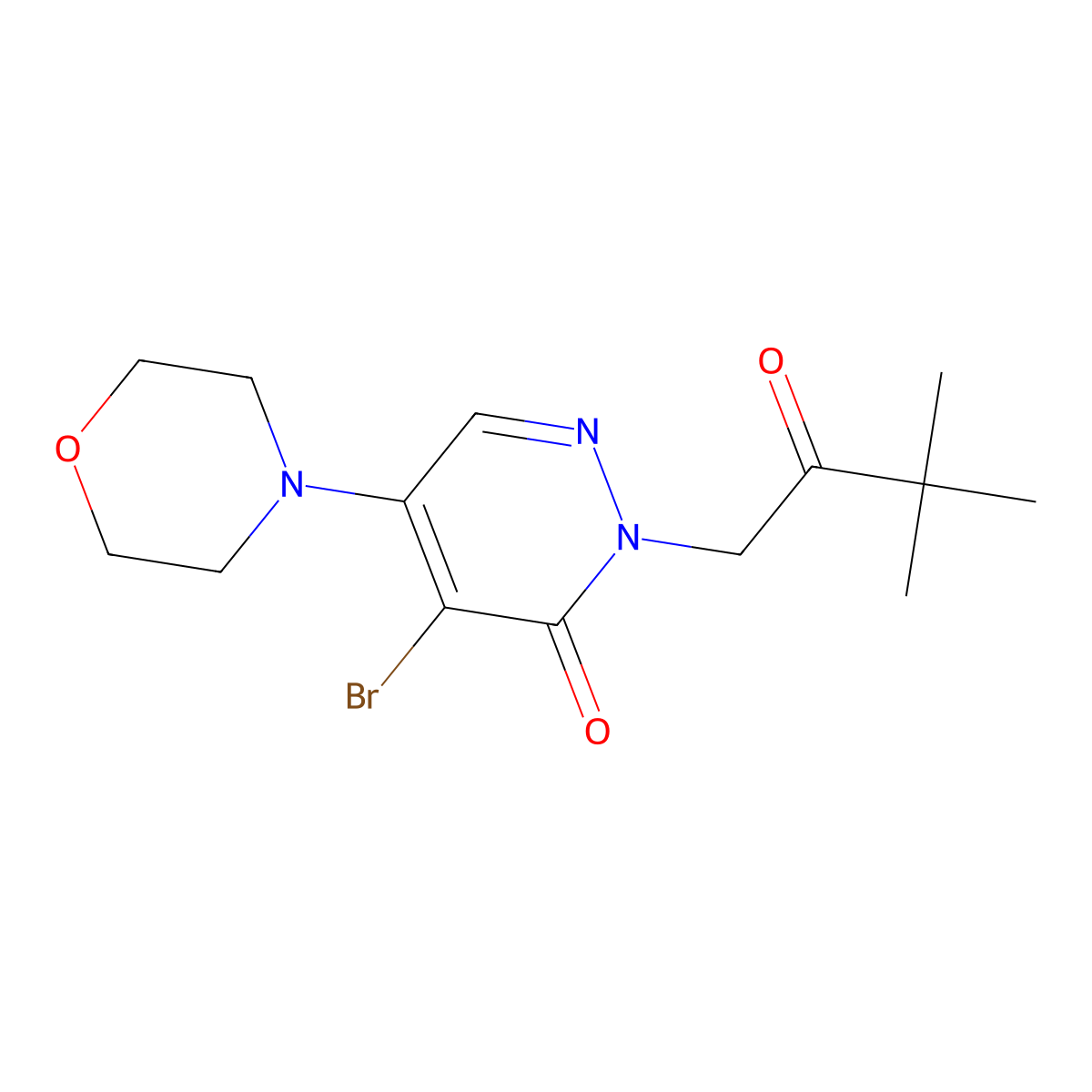 4-bromo-2-(3,3-dimethyl-2-oxobutyl)-5-morpholino-3(2H)-pyridazinone molecular structure, CAS 477855-42-8