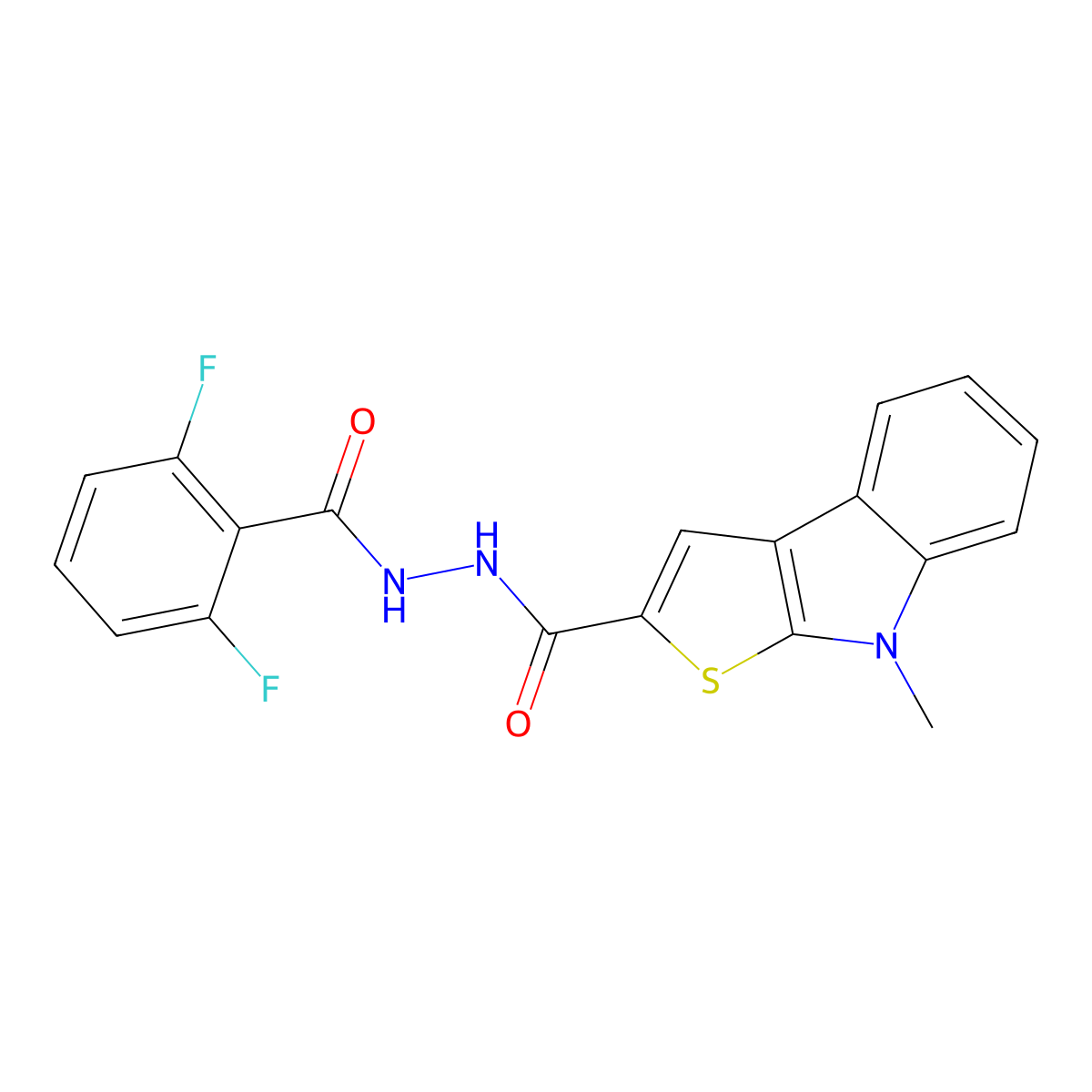 N'-(2,6-difluorobenzoyl)-8-methyl-8H-thieno[2,3-b]indole-2-carbohydrazide molecular structure, CAS 477855-45-1