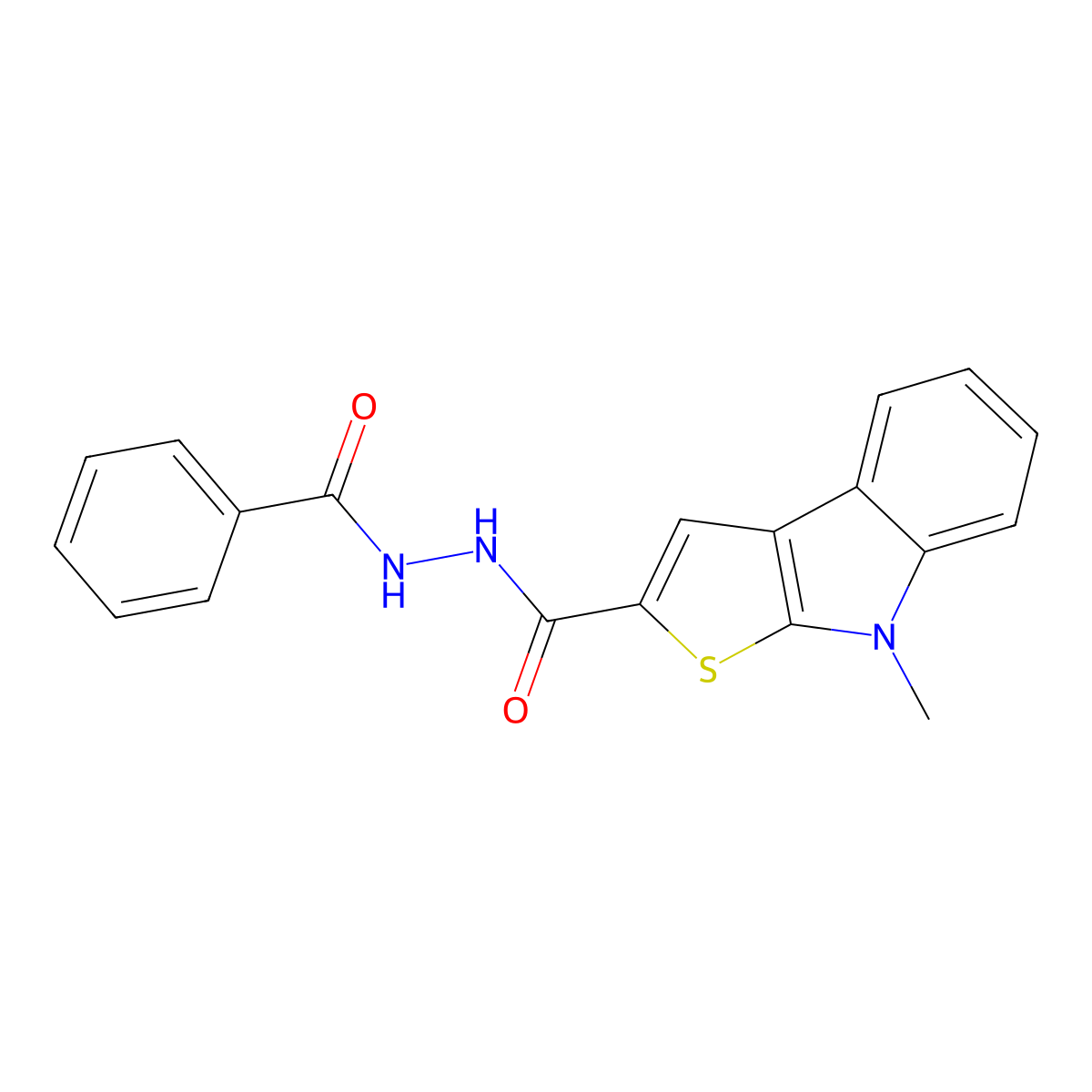 N'-benzoyl-8-methyl-8H-thieno[2,3-b]indole-2-carbohydrazide molecular structure, CAS 477855-73-5