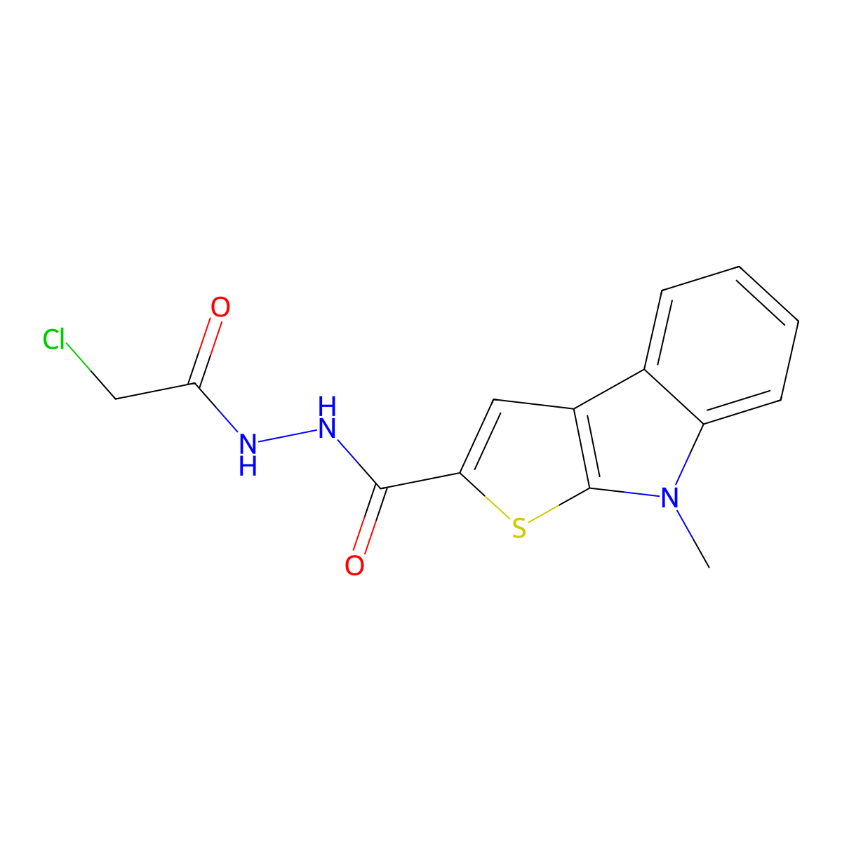 N'-(2-chloroacetyl)-8-methyl-8H-thieno[2,3-b]indole-2-carbohydrazide molecular structure, CAS 477855-76-8