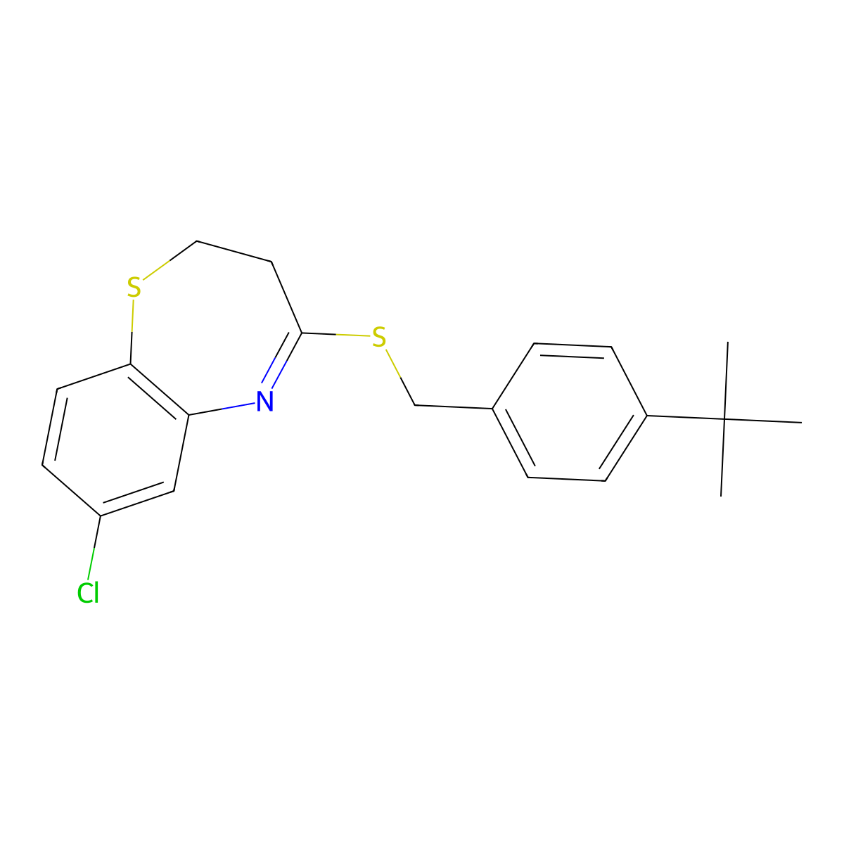4-{[4-(Tert-butyl)benzyl]sulfanyl}-7-chloro-2,3-dihydro-1,5-benzothiazepine molecular structure, CAS 477855-79-1