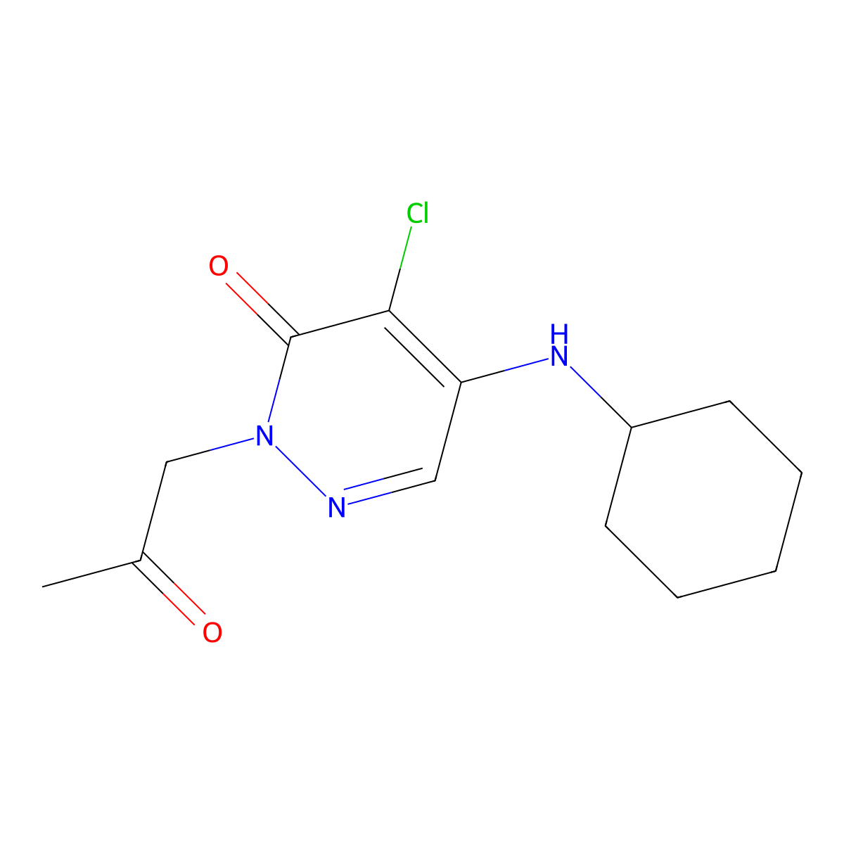 4-chloro-5-(cyclohexylamino)-2-(2-oxopropyl)-3(2H)-pyridazinone molecular structure, CAS 477855-88-2