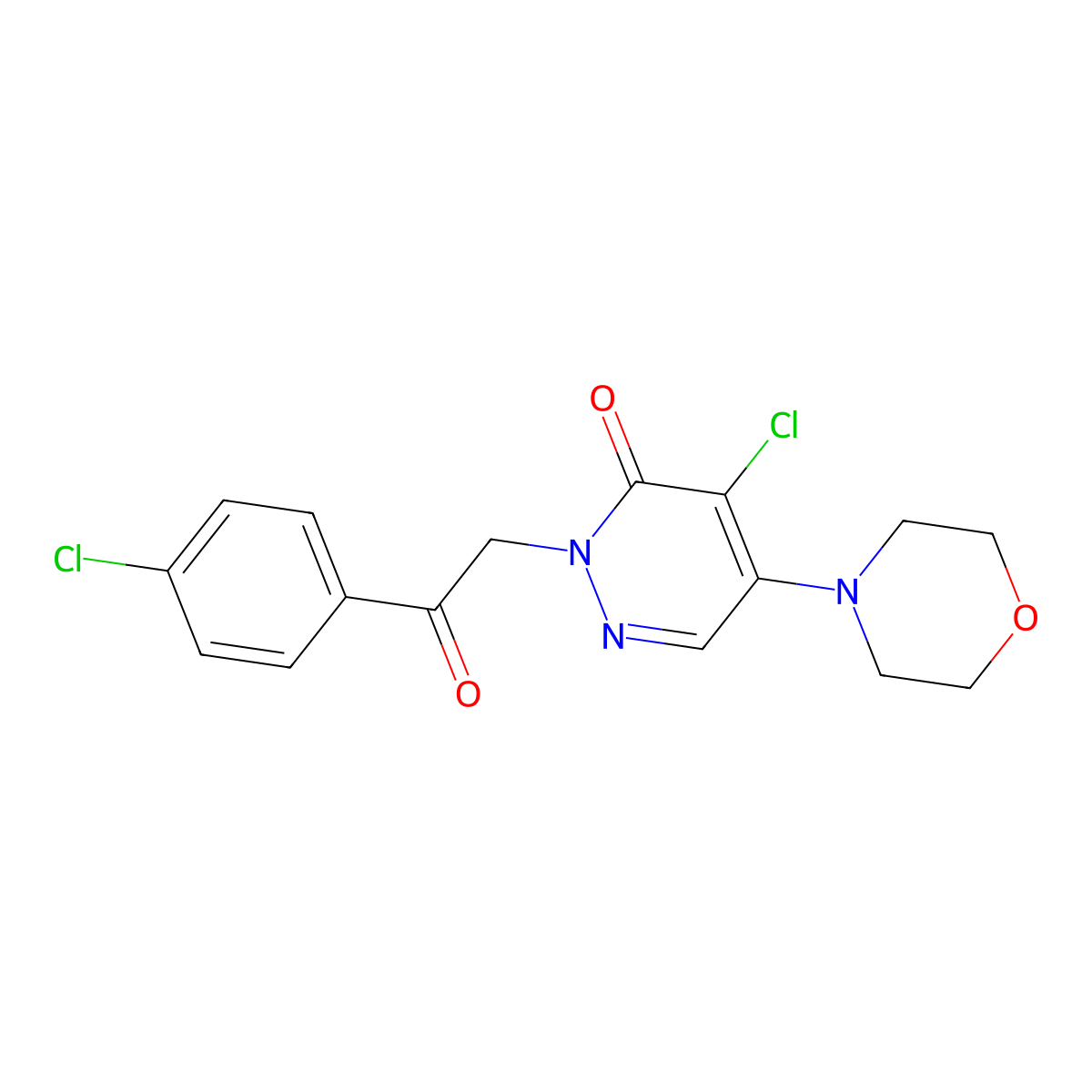 4-chloro-2-[2-(4-chlorophenyl)-2-oxoethyl]-5-morpholino-3(2H)-pyridazinone molecular structure, CAS 477855-91-7