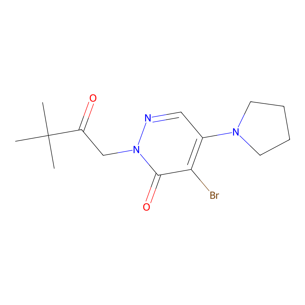 4-bromo-2-(3,3-dimethyl-2-oxobutyl)-5-(1-pyrrolidinyl)-3(2H)-pyridazinone molecular structure, CAS 477855-95-1