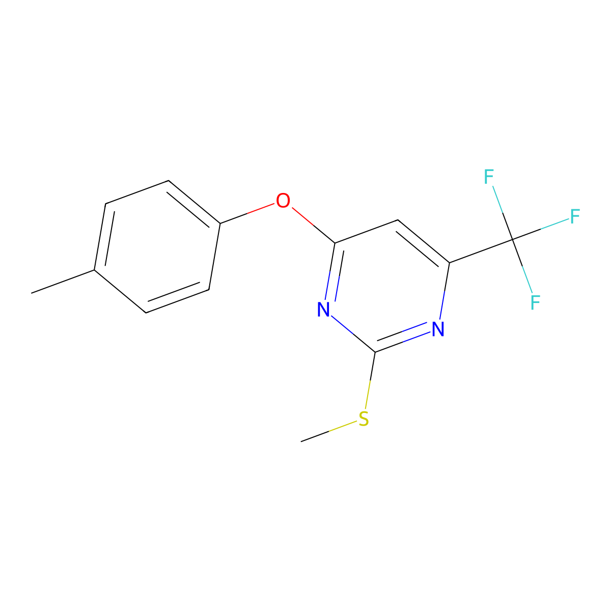 4-(4-Methylphenoxy)-2-(methylsulfanyl)-6-(trifluoromethyl)pyrimidine molecular structure, CAS 477856-00-1