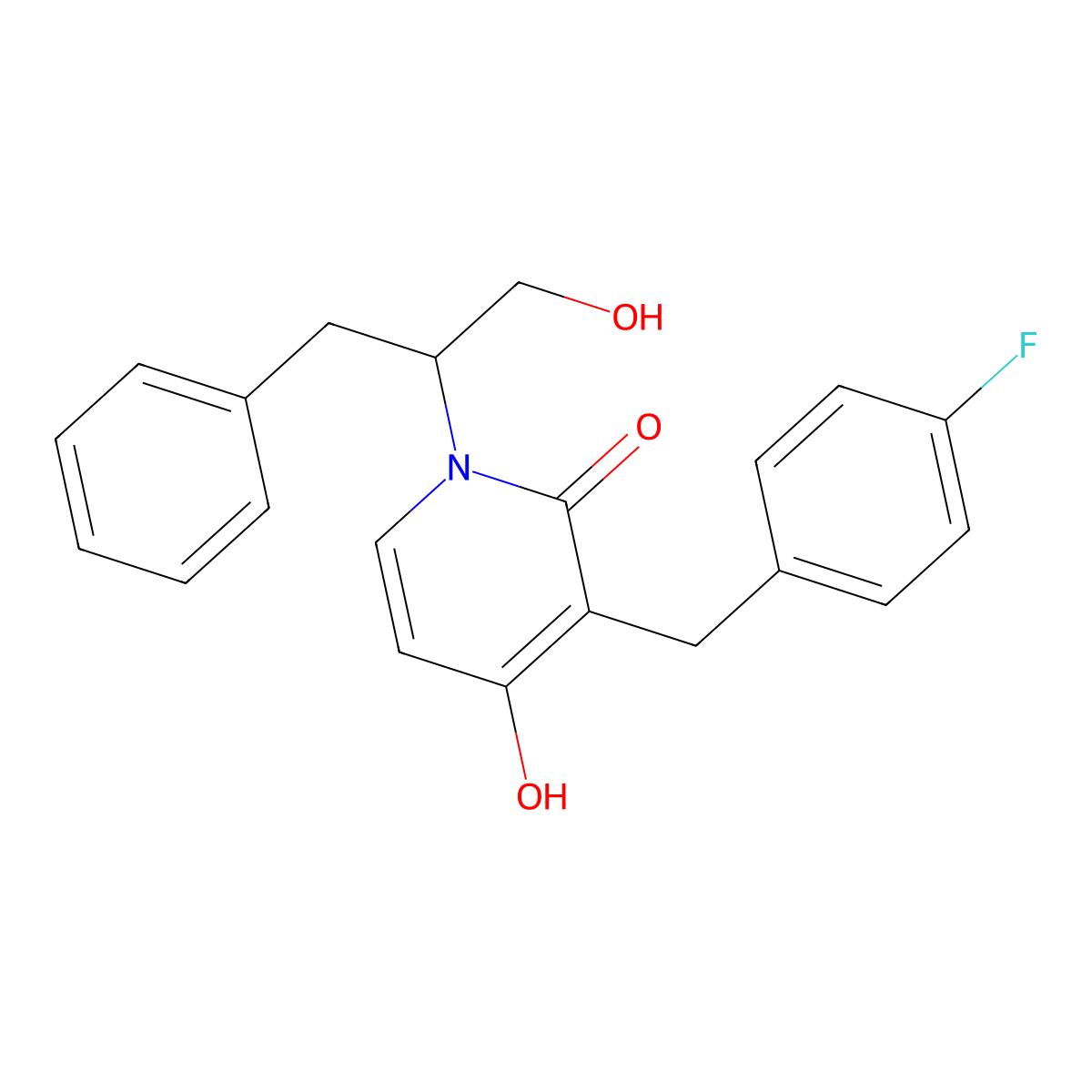 1-(1-benzyl-2-hydroxyethyl)-3-(4-fluorobenzyl)-4-hydroxy-2(1H)-pyridinone molecular structure, CAS 477856-04-5